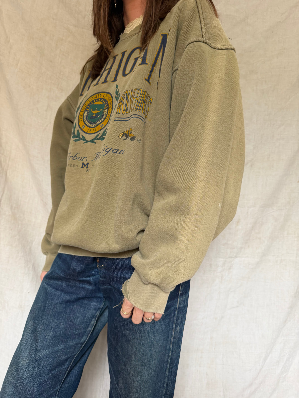 Faded Green Michigan Crewneck