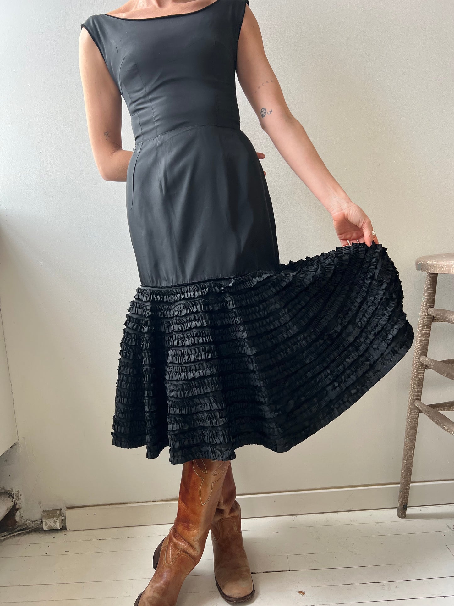Black Ruffled Skirt Dress