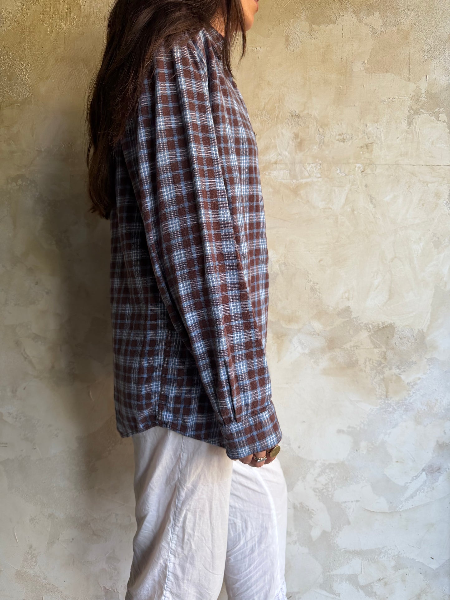 Baby Blue + Brown Flannel
