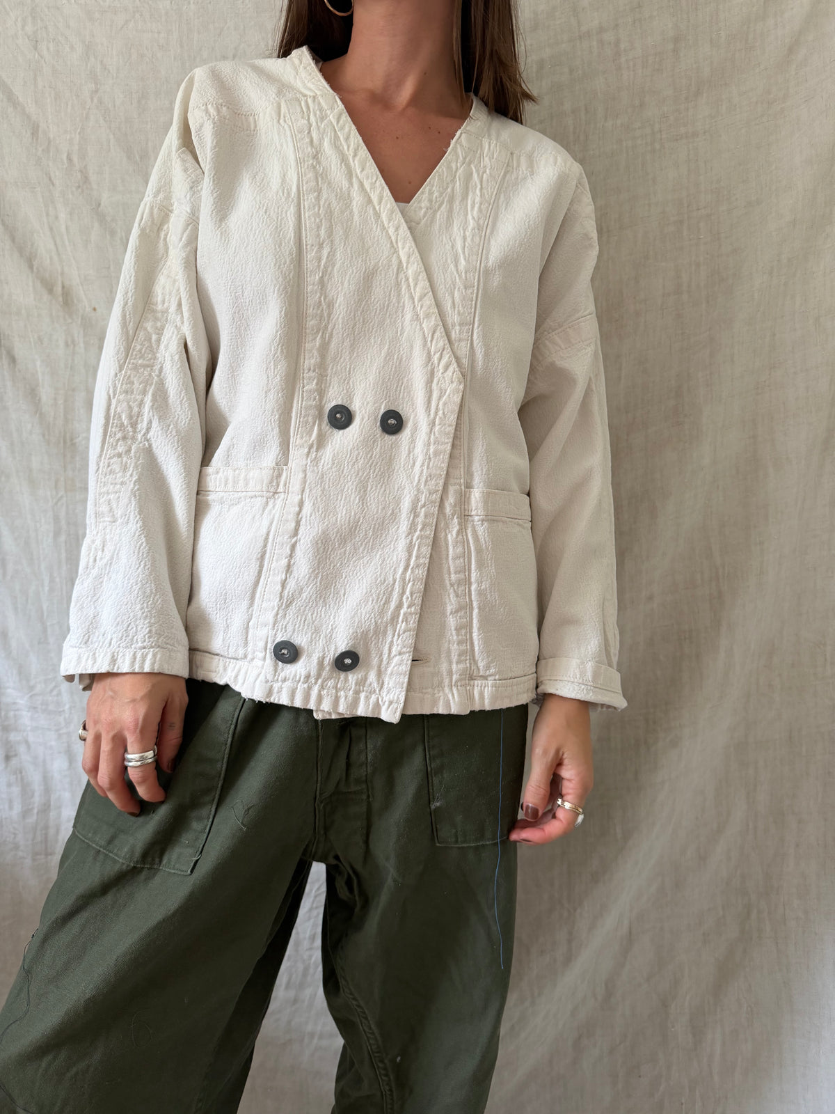 Off White Canvas Chore Jacket