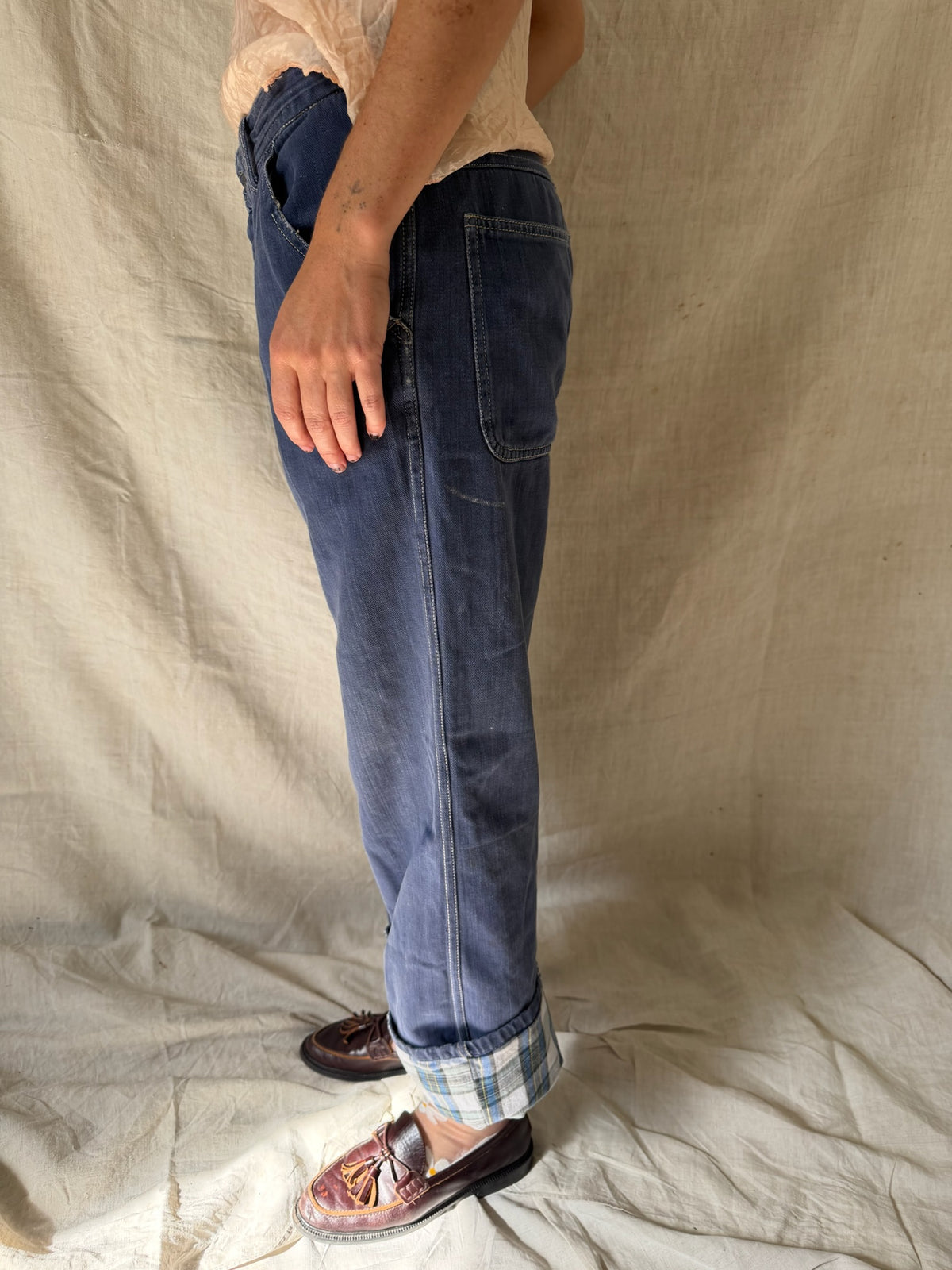 Plaid Lined Indigo Denim