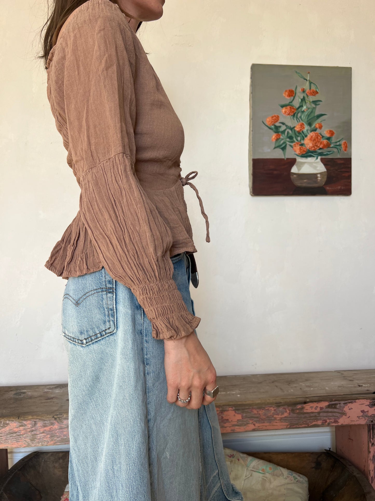 Oaxacan Brown Synched Blouse