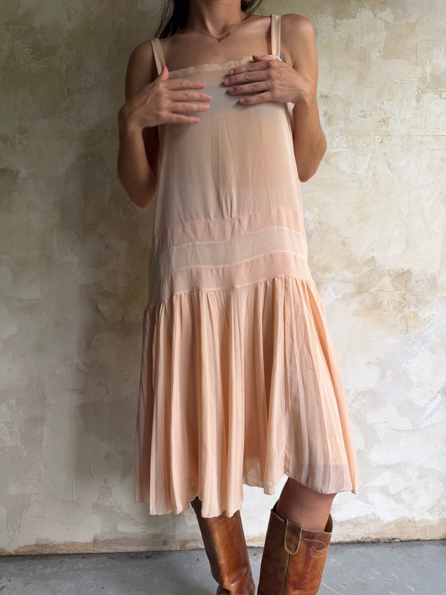 Antique Peach Silk Dress