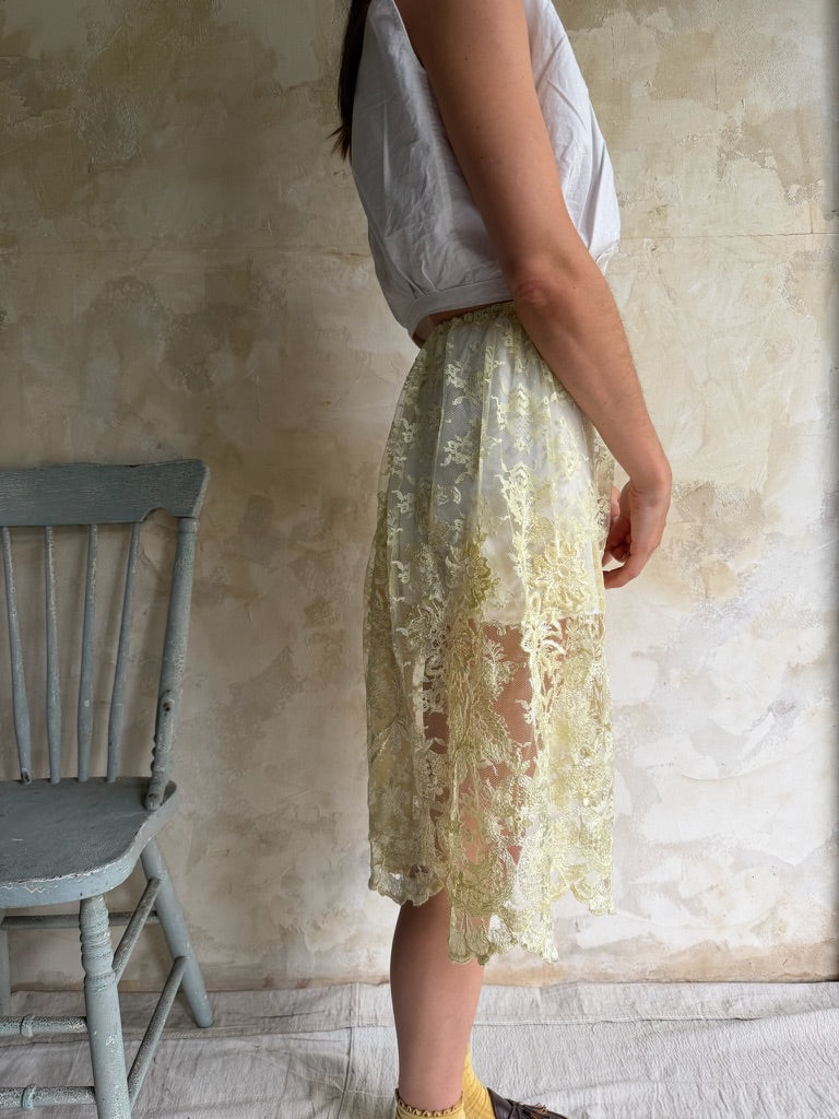 Reworked Yellow Lace Skirt