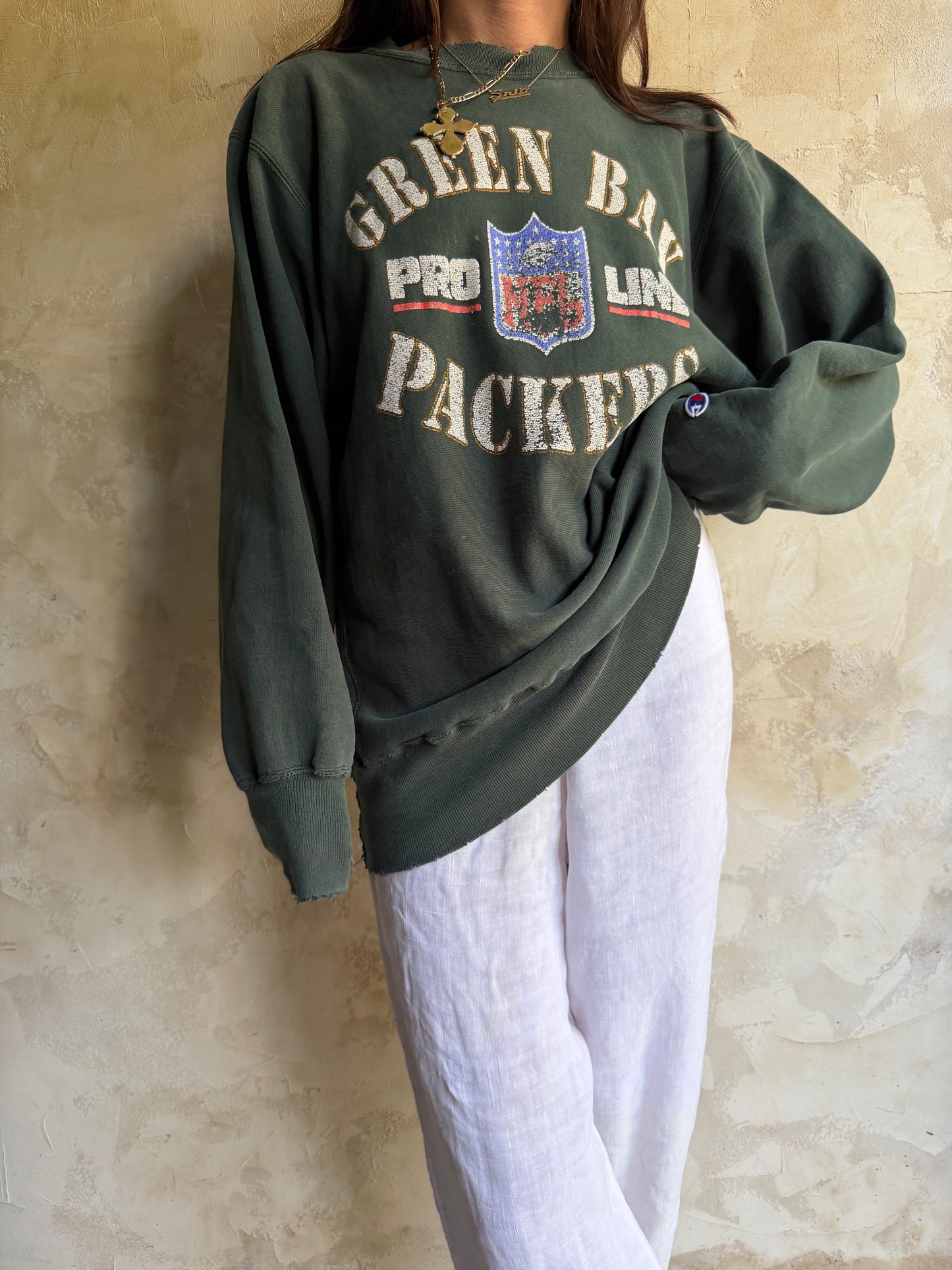 Green Bay Packers Faded Green Crewneck