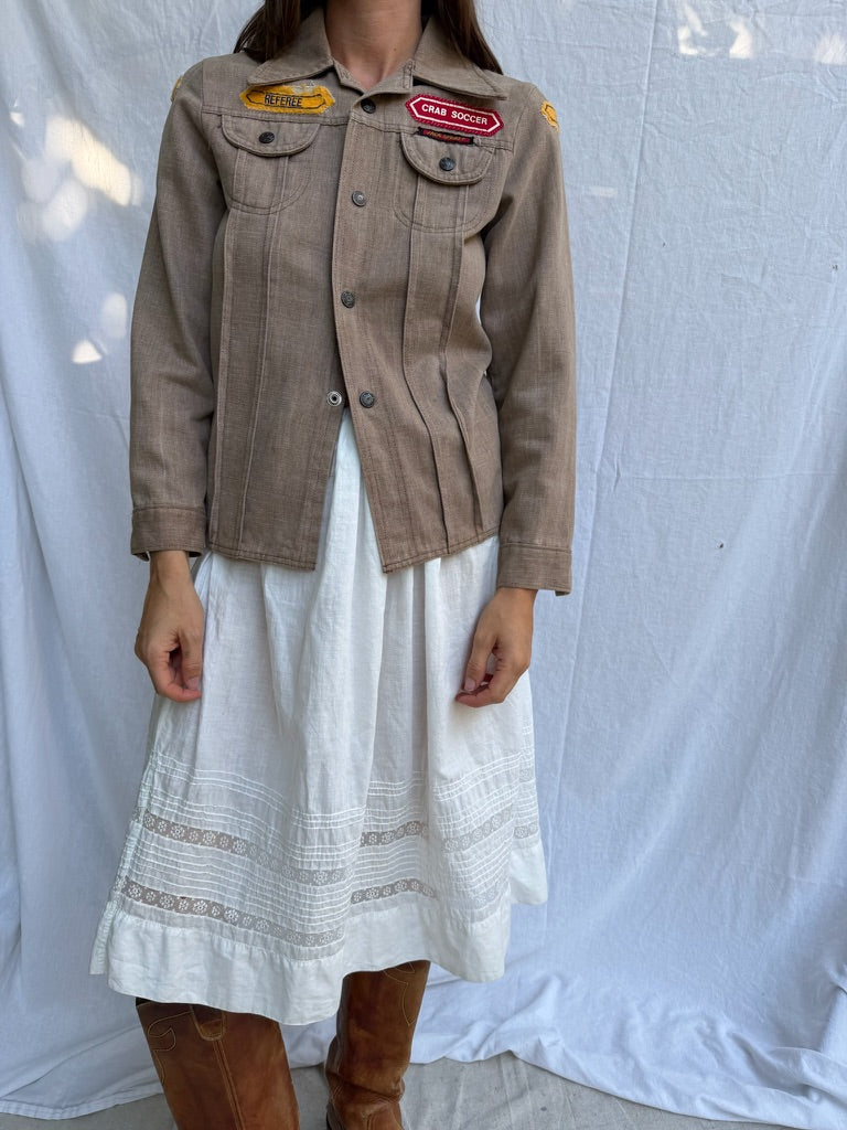 1970s Patched Fawn Shacket