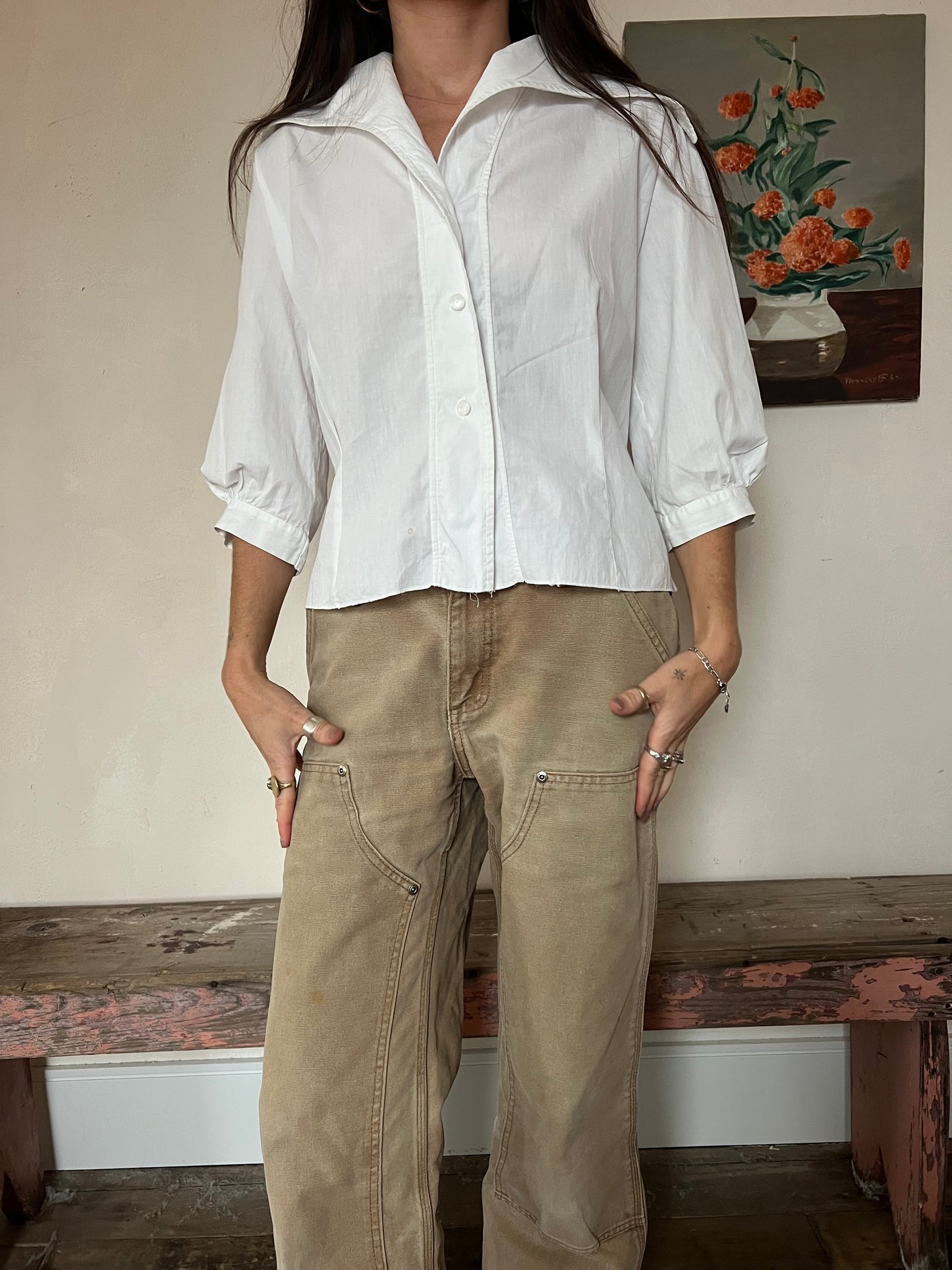 White 70s Sailor Blouse