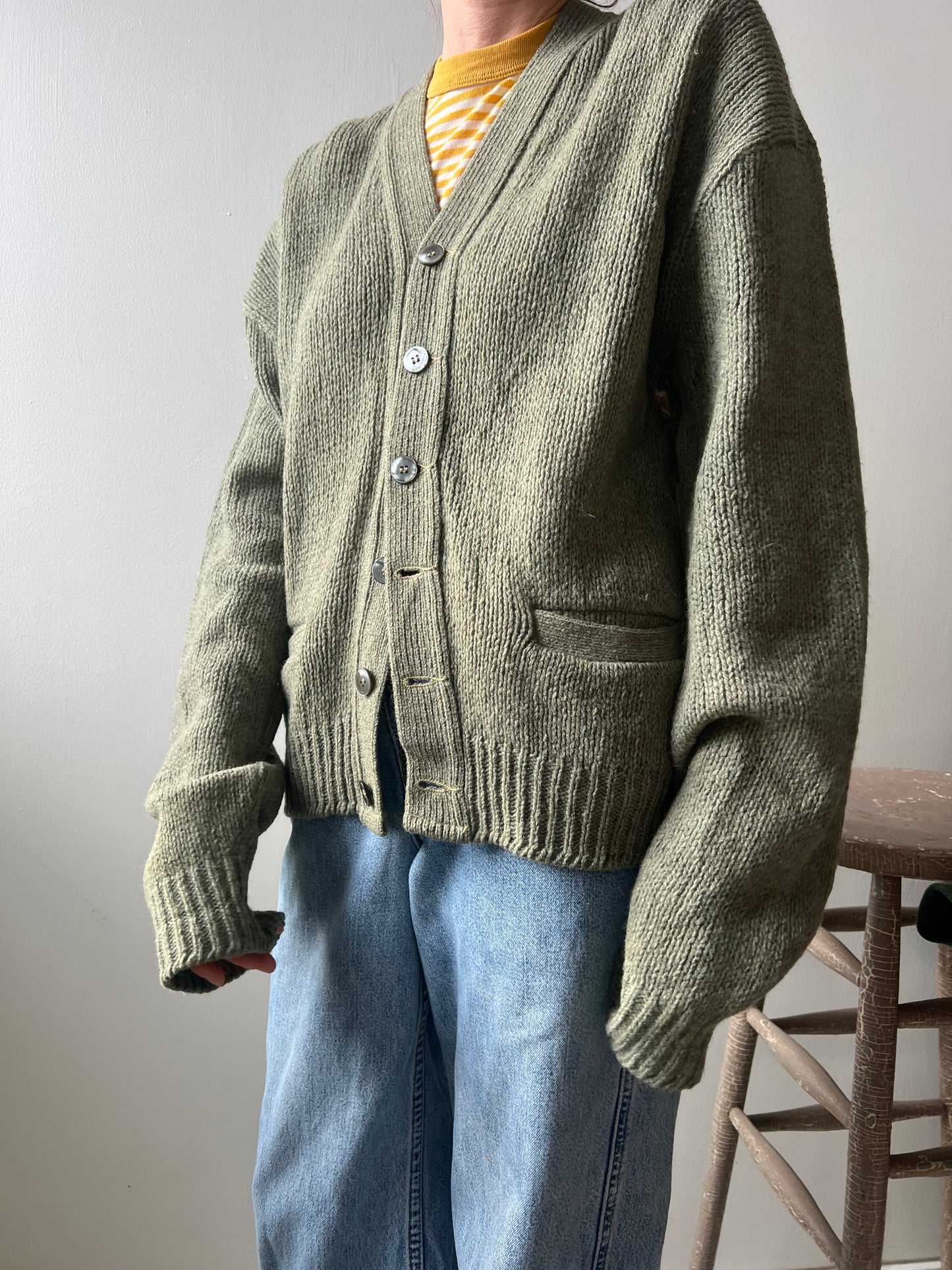 Sage Green Wool Cardigan