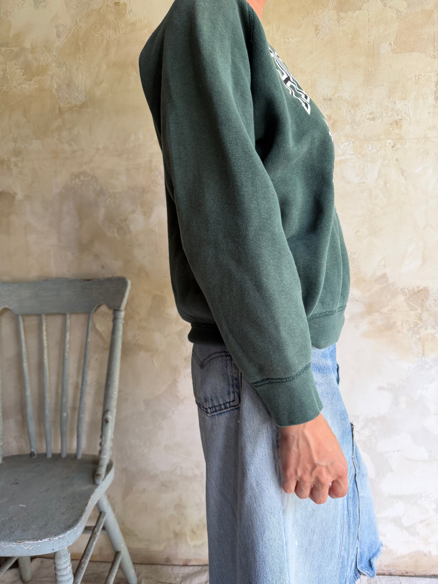 Faded Green Roots Crewneck