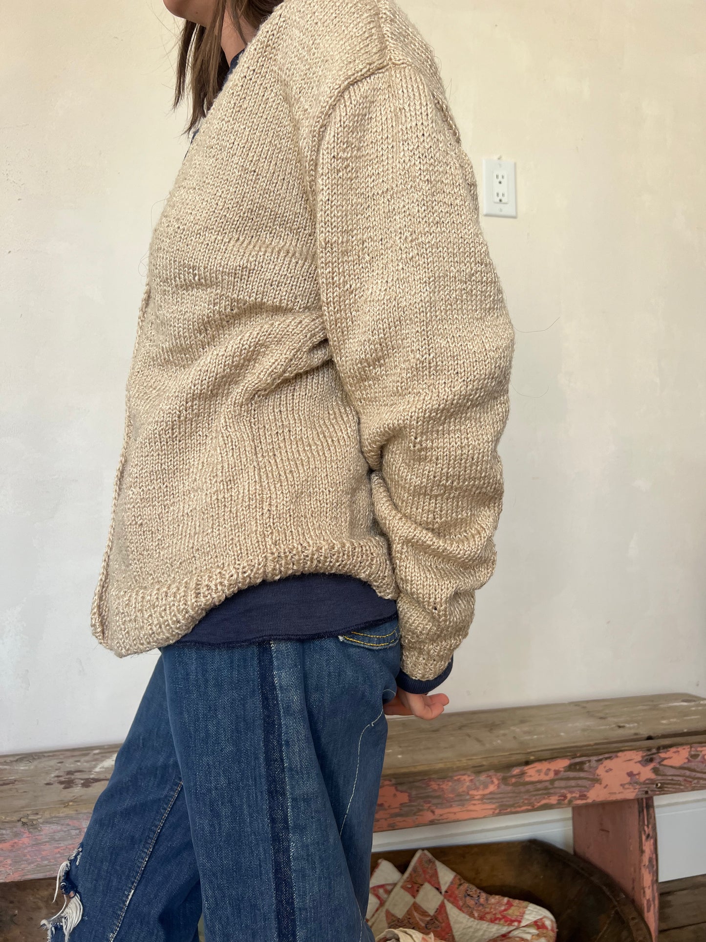 Handmade Quirky Oatmeal Cardigan