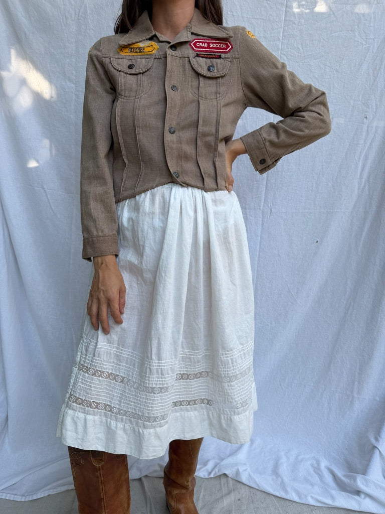 1970s Patched Fawn Shacket