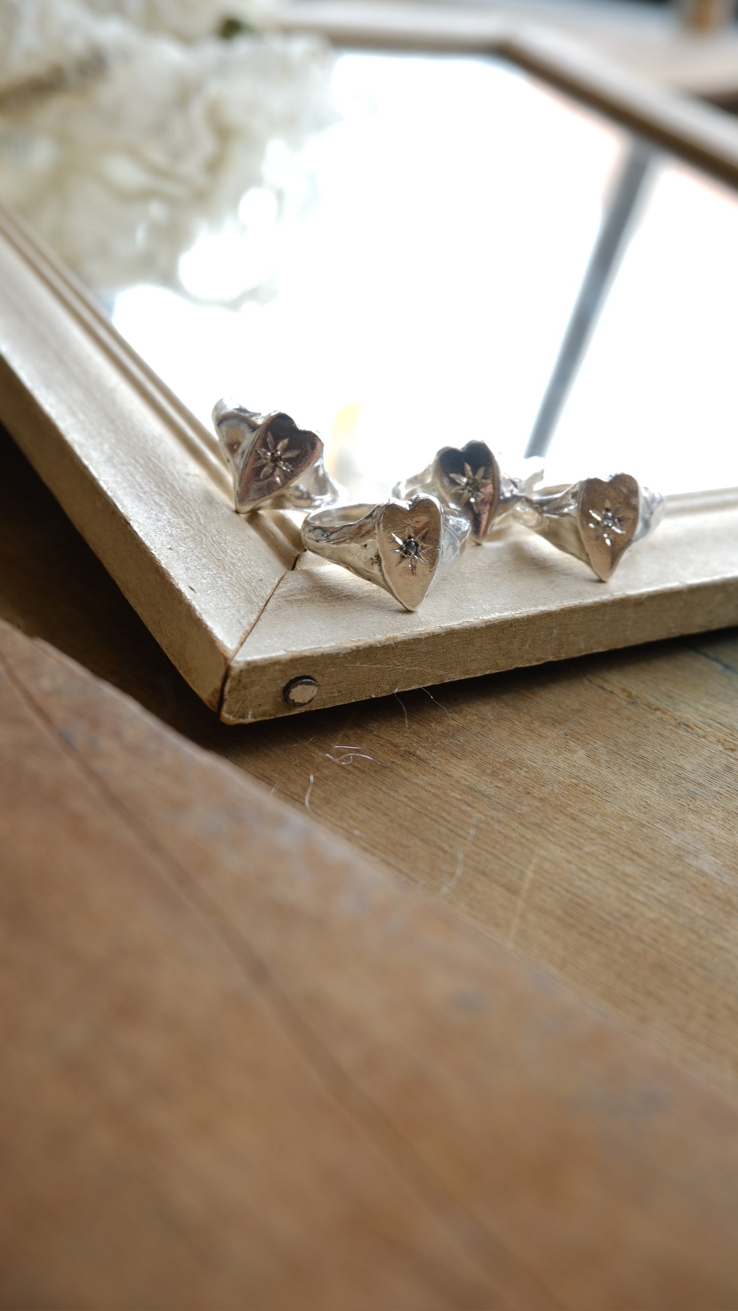 Heart Signet with Starset Sapphires by Rosalind Studio
