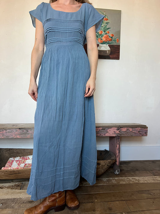 Oaxacan Prairie Dress in Sky Blue