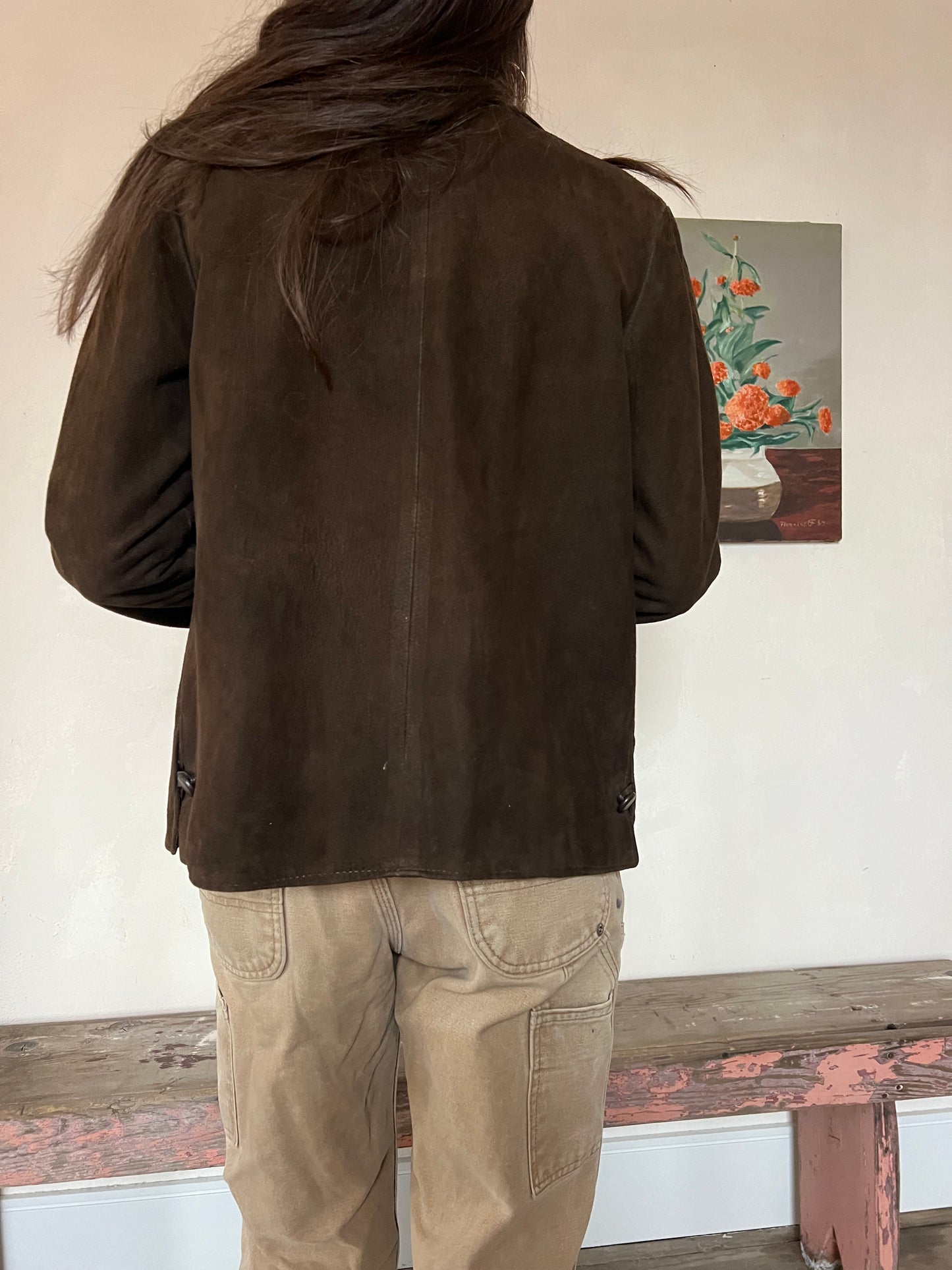 Chocolate Brown Suede Blazer Jacket