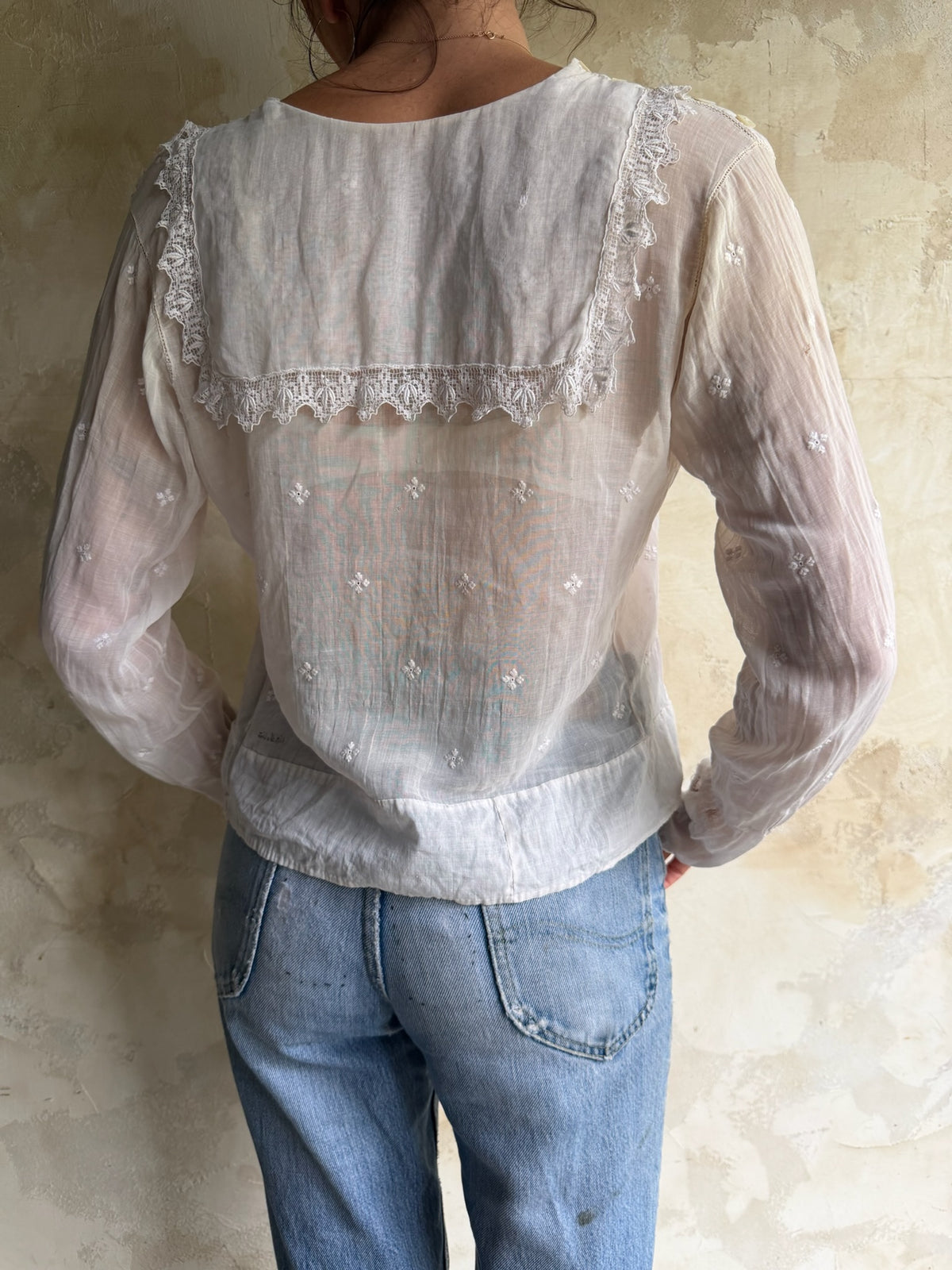 Edwardian White Floral Embroidered Blouse