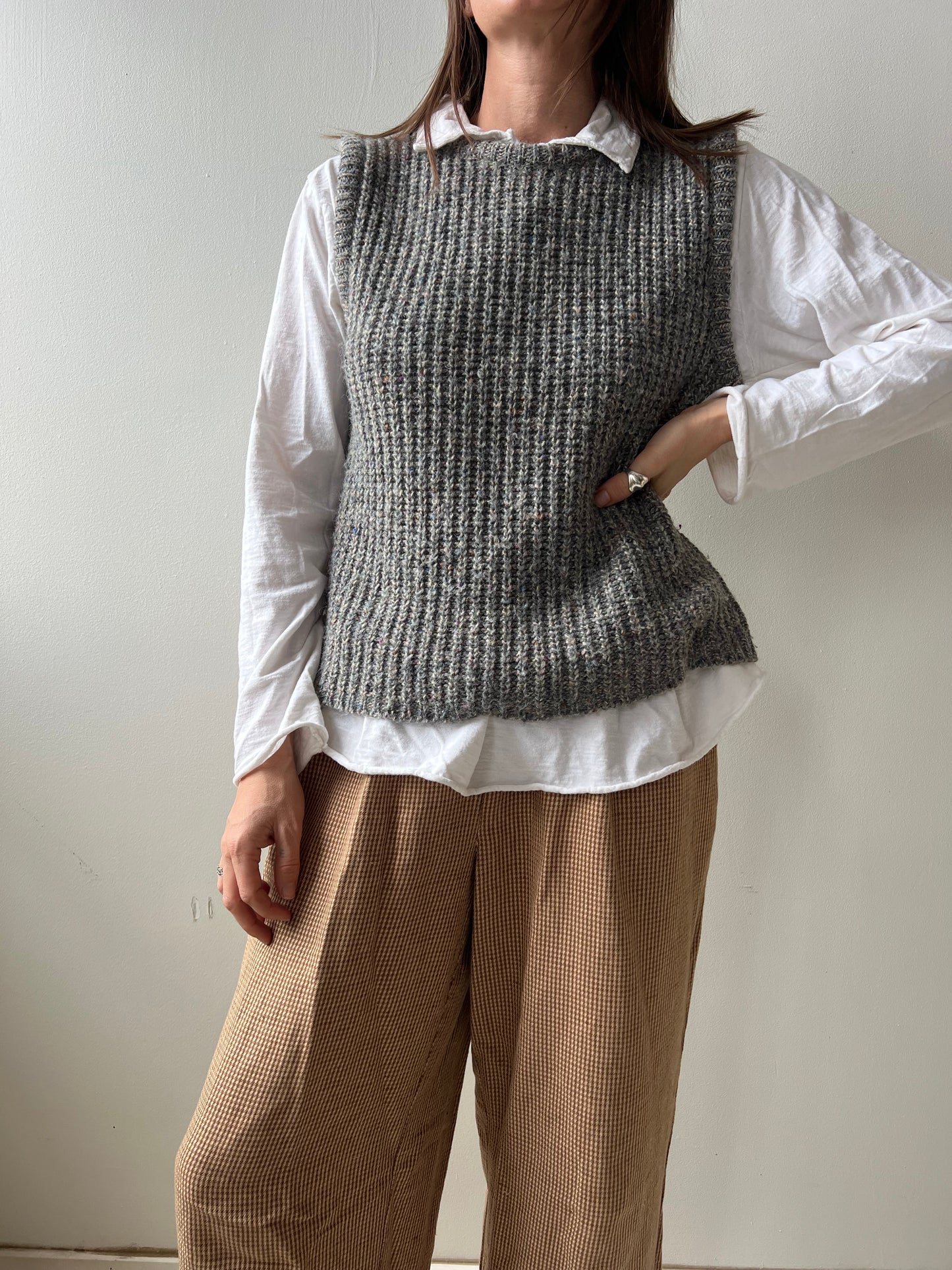 Grey Speckled Knit Vest