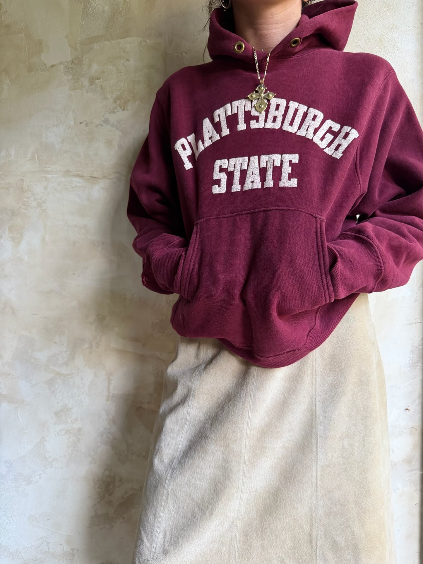 1980s Maroon Plattsburgh State Hoodie