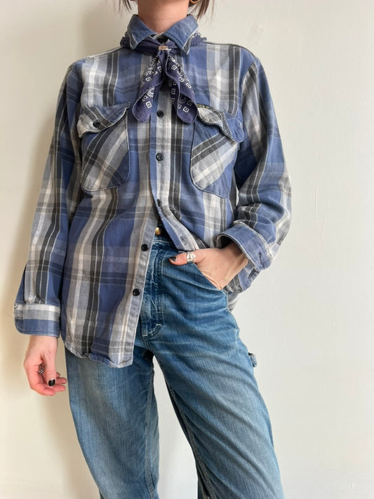 Oshkosh Denim Blue Plaid Button Up