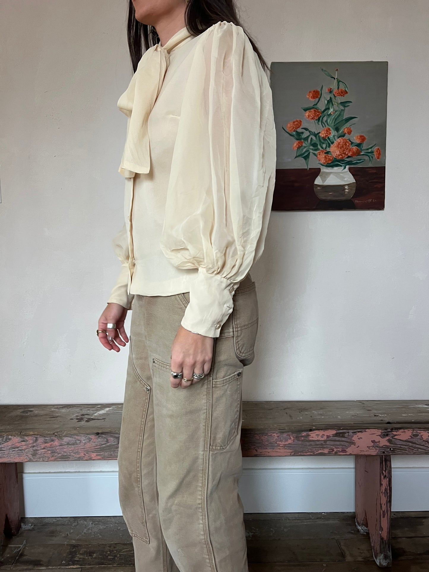 Cream Chiffon Blouse