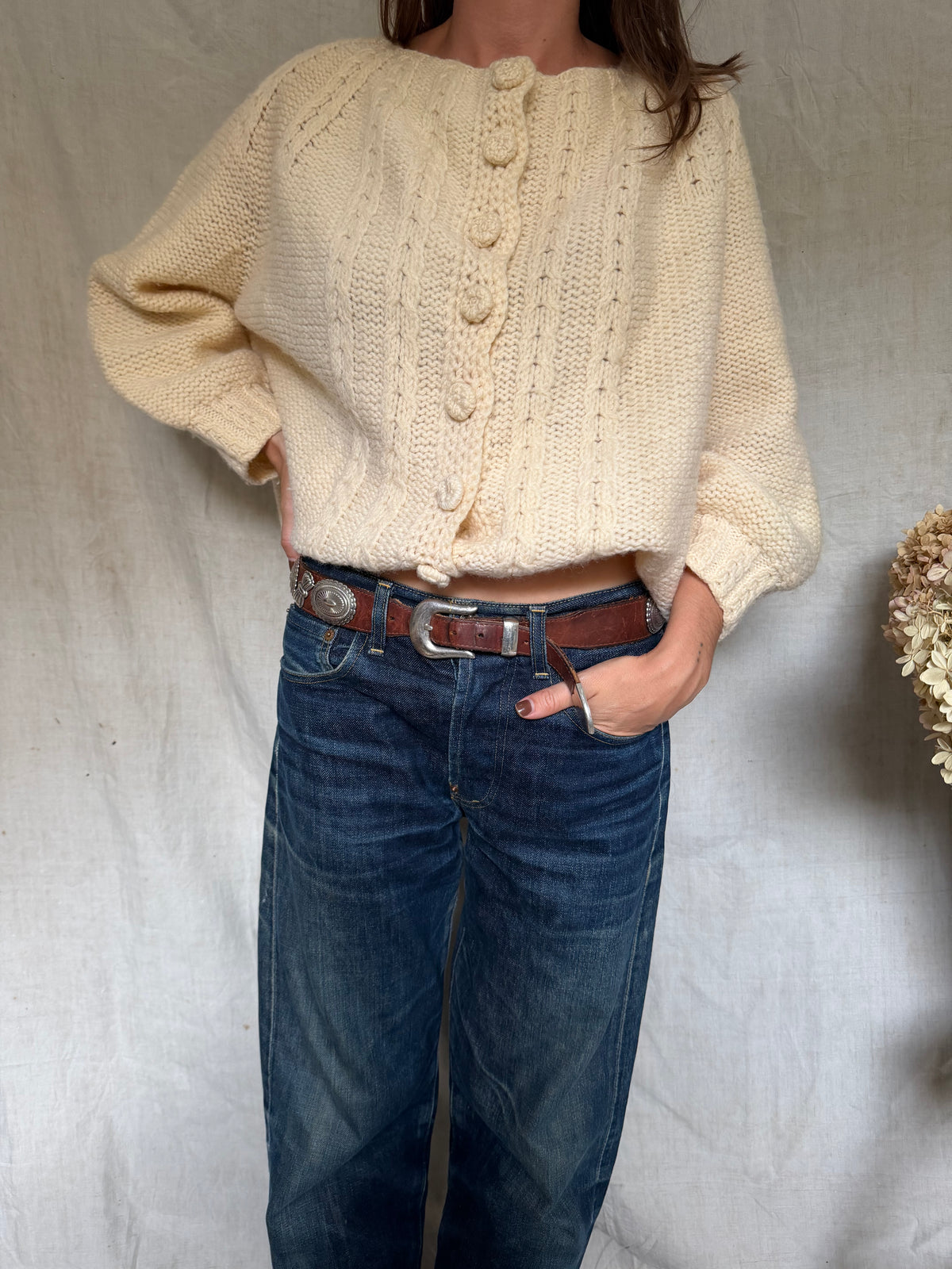 Handmade Cream Knit Cardigan