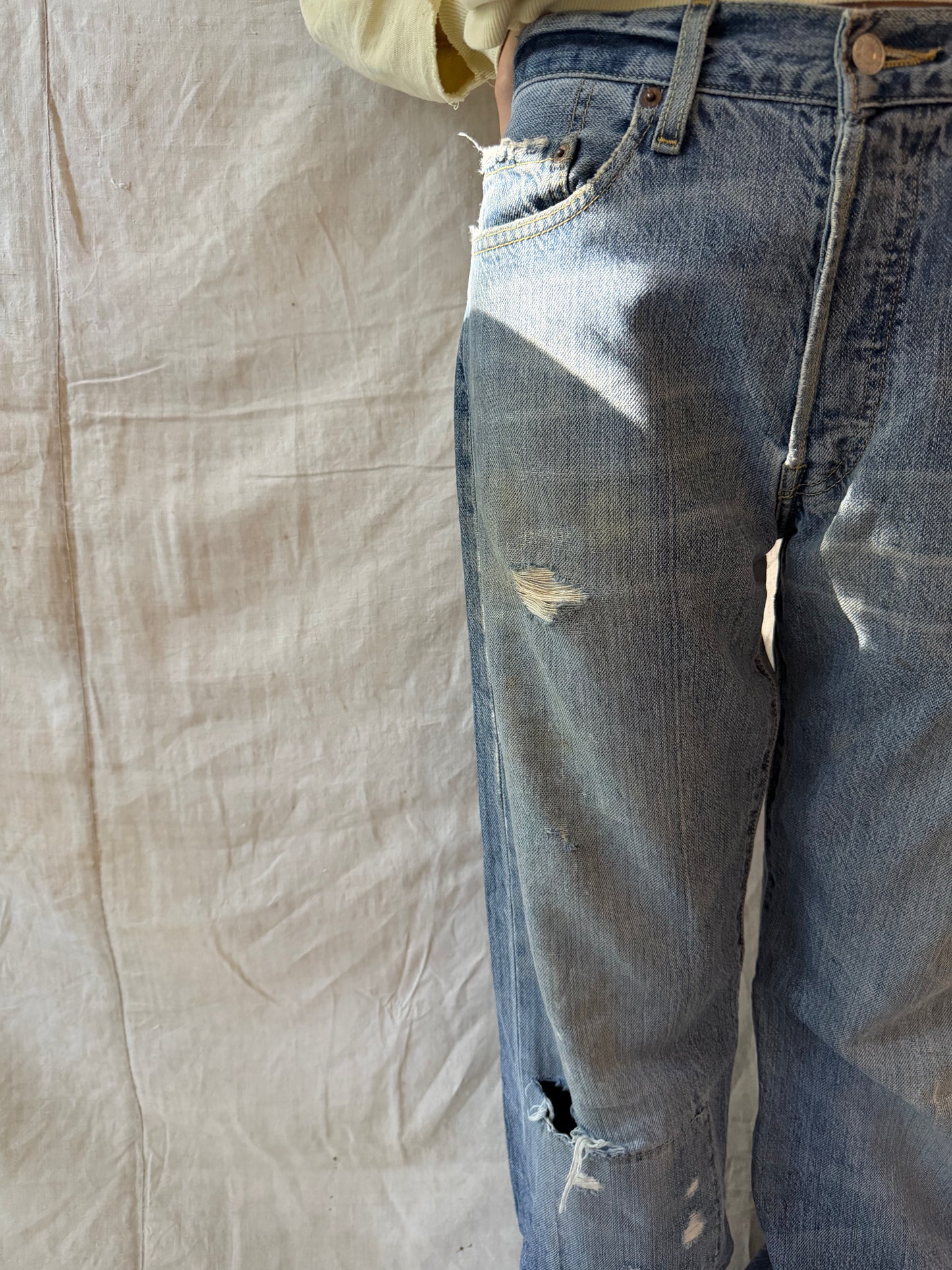 Mended Lightwash Levi 501s