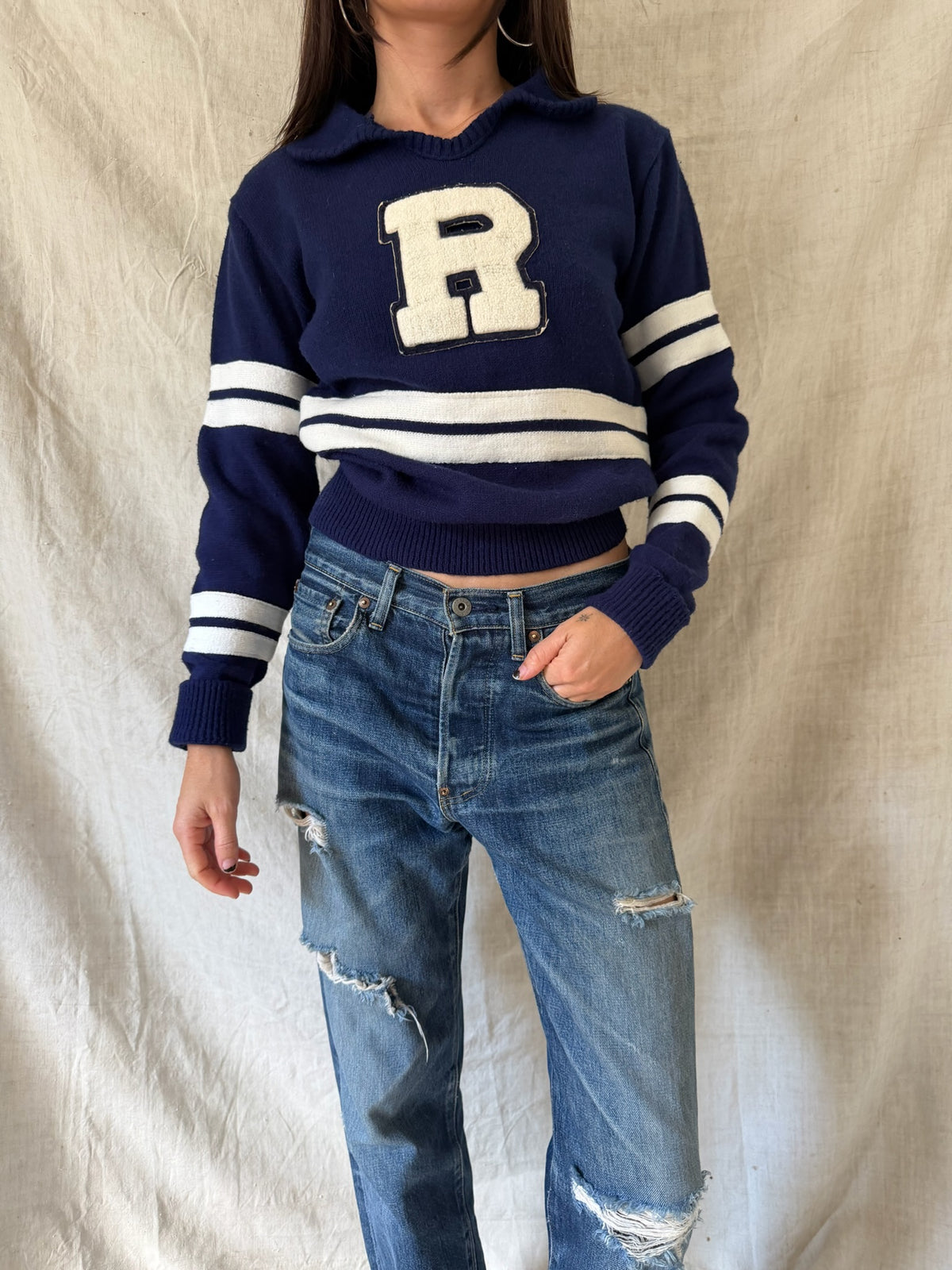 "R" Varsity Knit Sweater