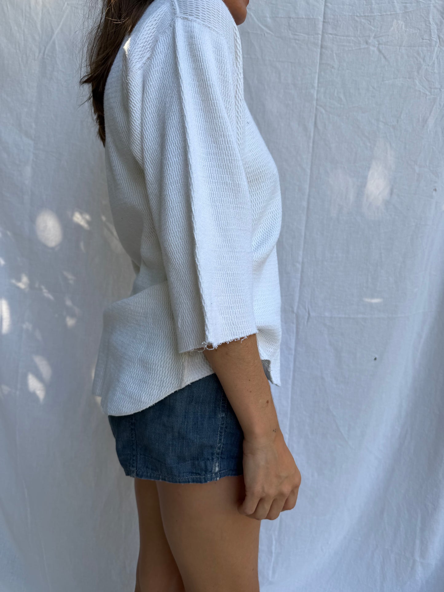 White Cropped Sleeve Thermal