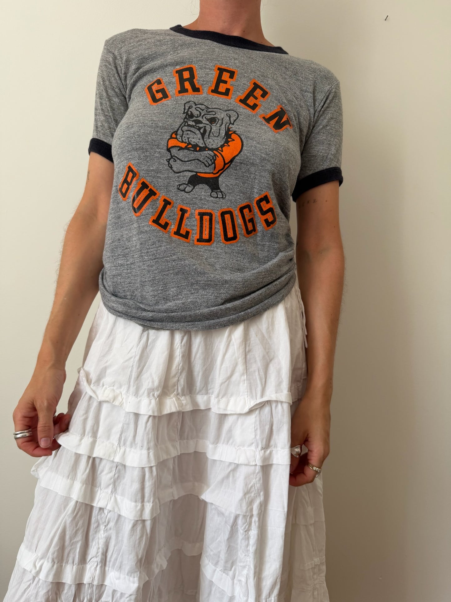 Green Bulldogs Ringer Tee