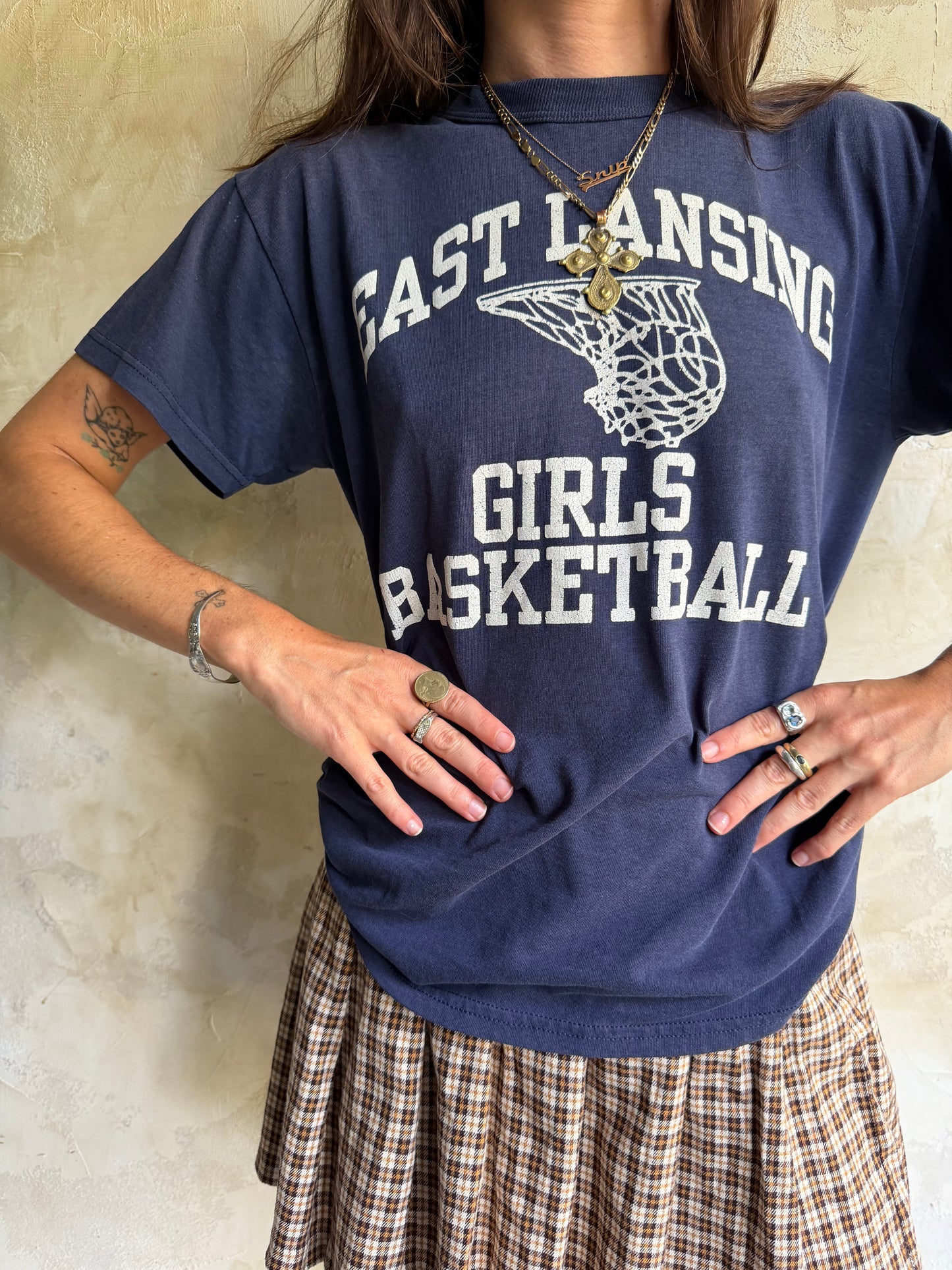Navy East Lansing Girls Basketball Tee