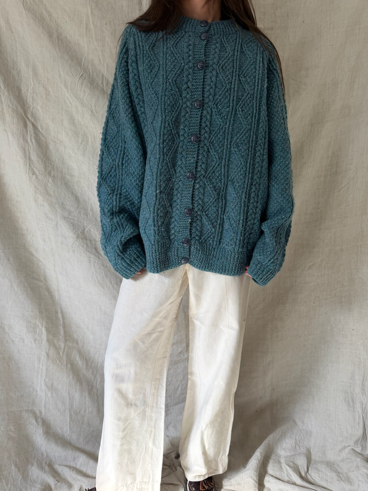 Sea Blue Wool Cardigan