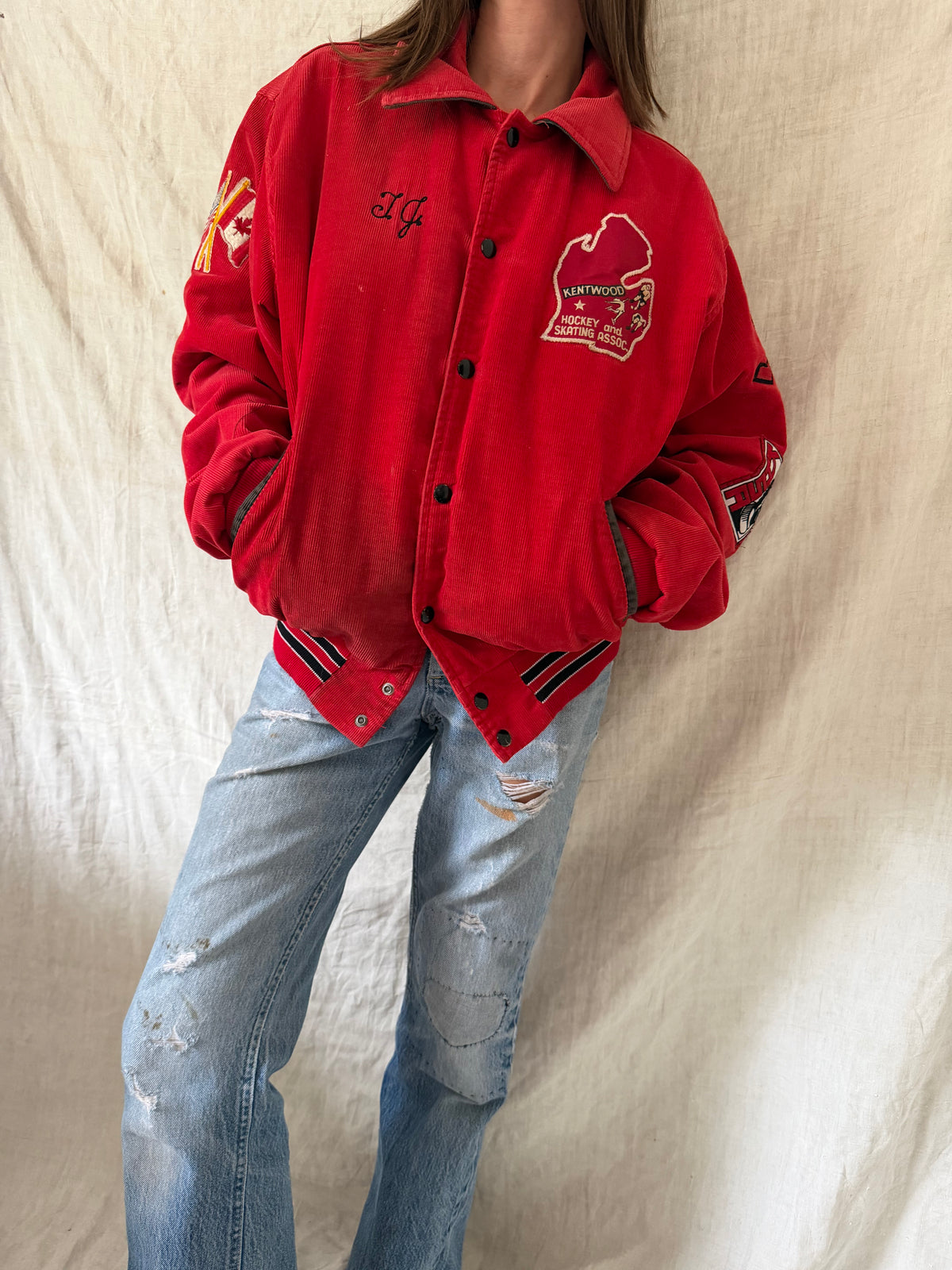 Red Corduroy Hockey Jacket