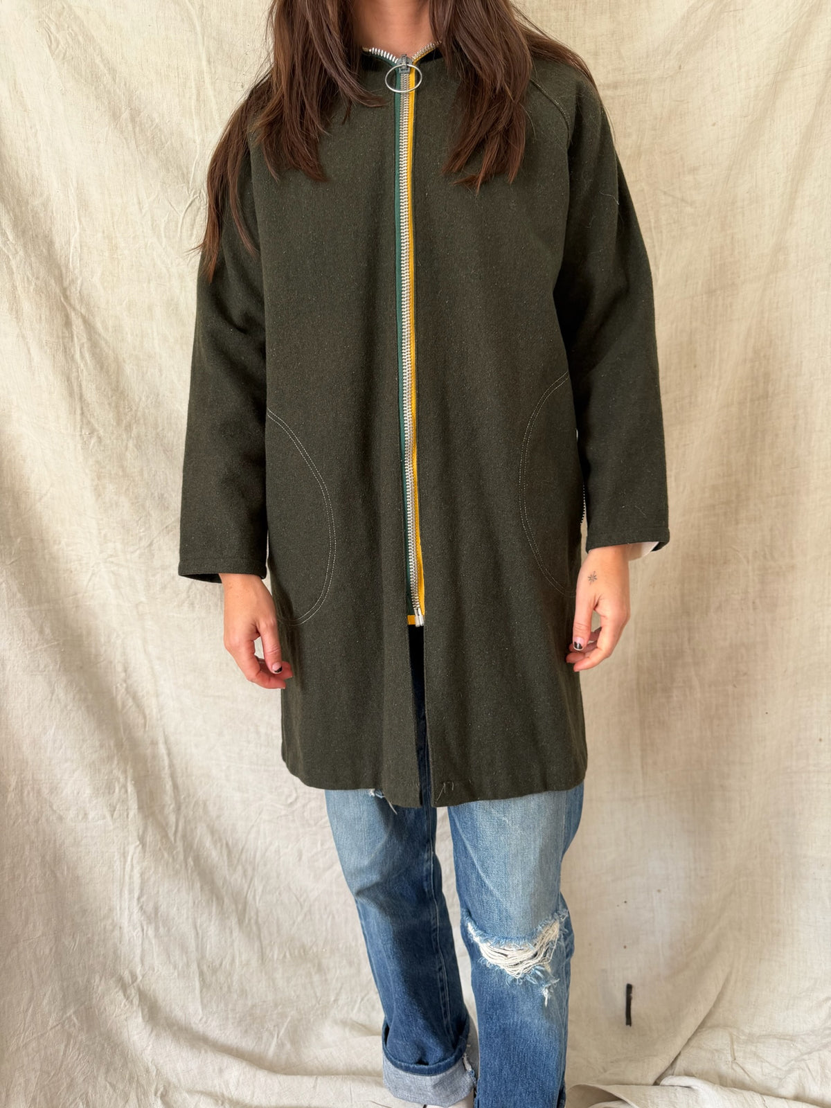Hunter Green Wool Hooded Jacket