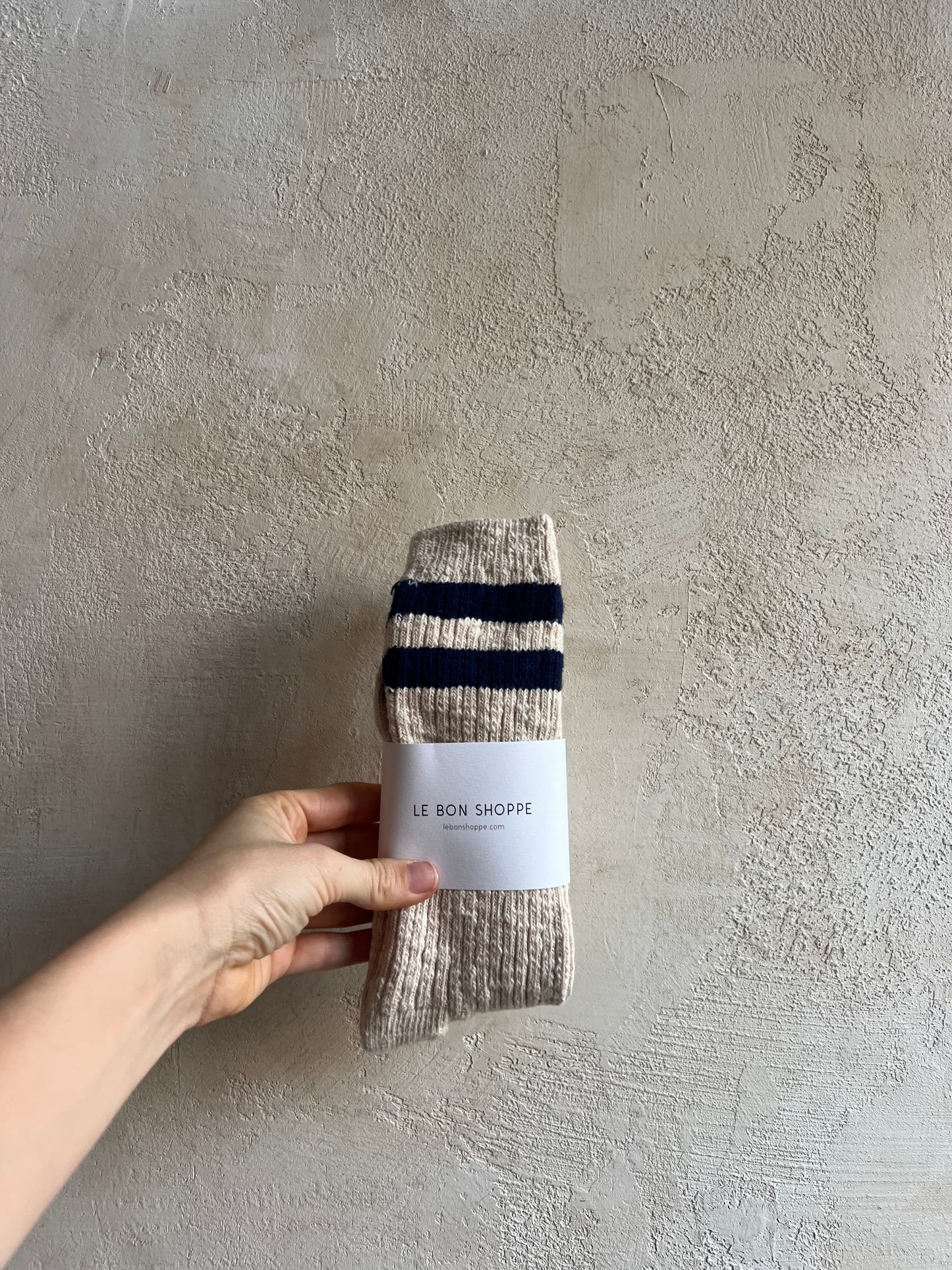 Cottage Varsity Socks In Oatmeal Varsity by Le Bon Shoppe