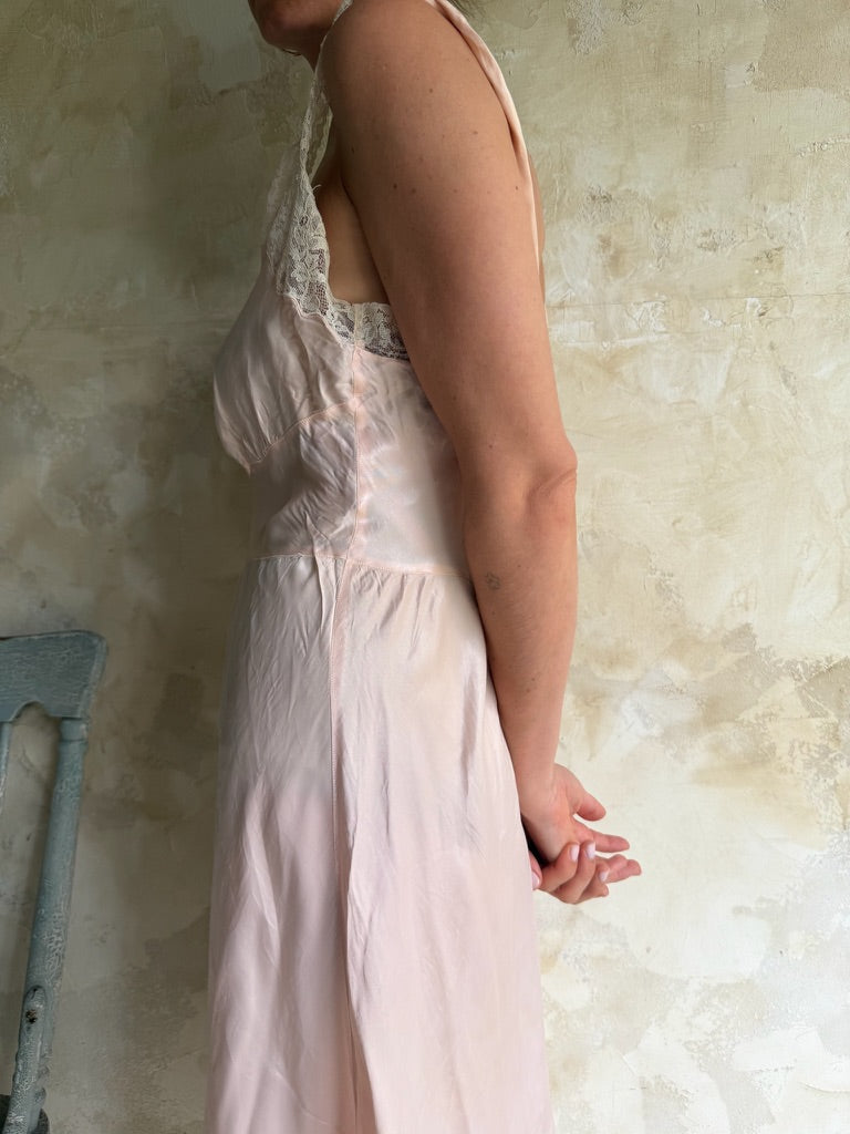 Peachy Pink Satin Slip Dress