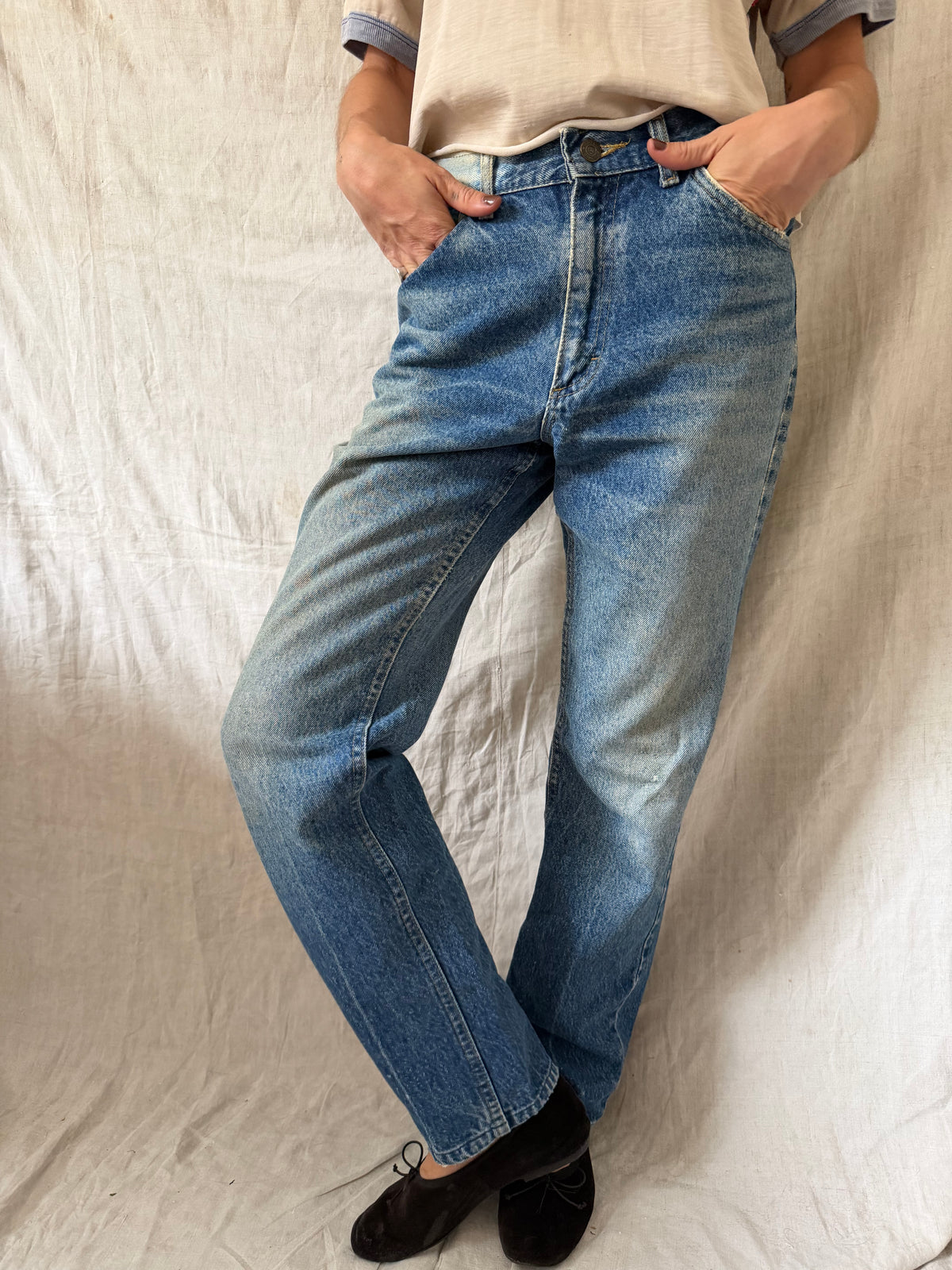 Bleached And Faded Lee Denim
