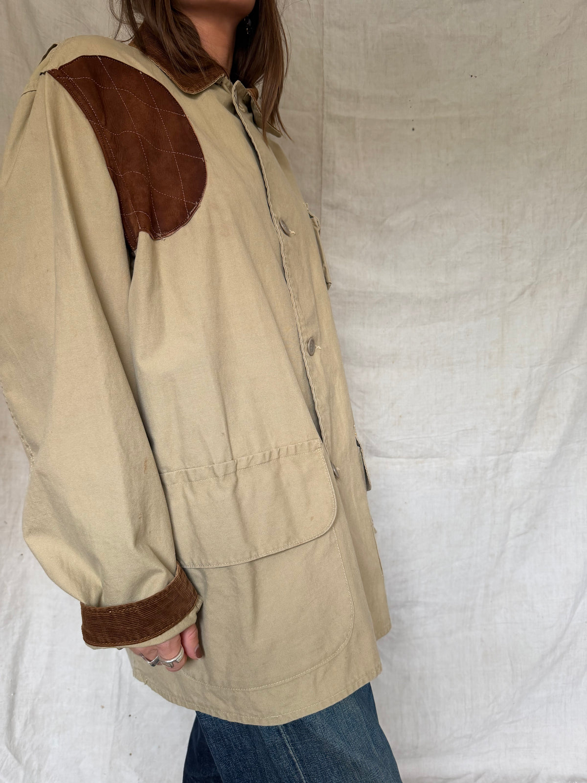 Taupe + Brown Suede Hunting Jacket