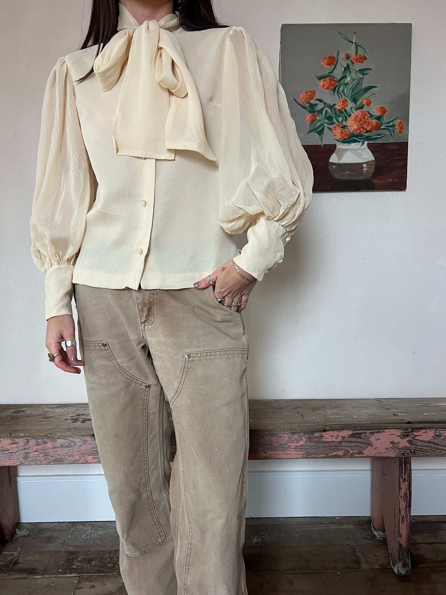 Cream Chiffon Blouse