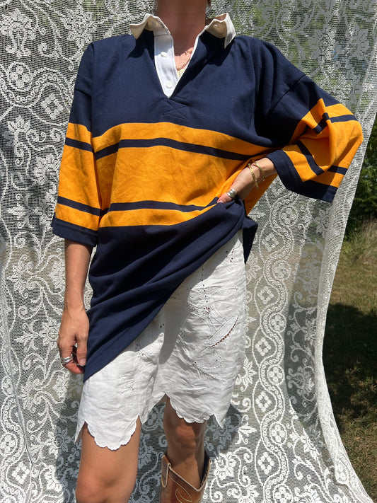Navy and Yellow Short Sleeve Rugby Shirt