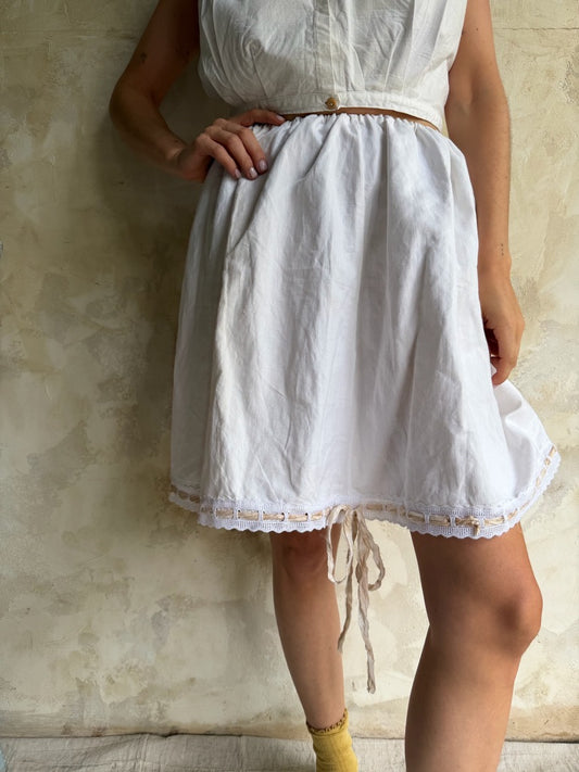 Reworked Skirt with Blush Silk Bow