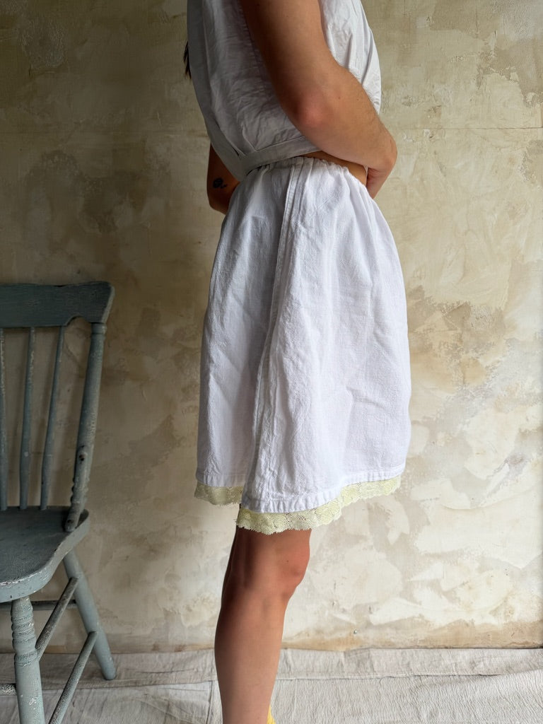 Reworked Skirt with Yellow Lace Trim