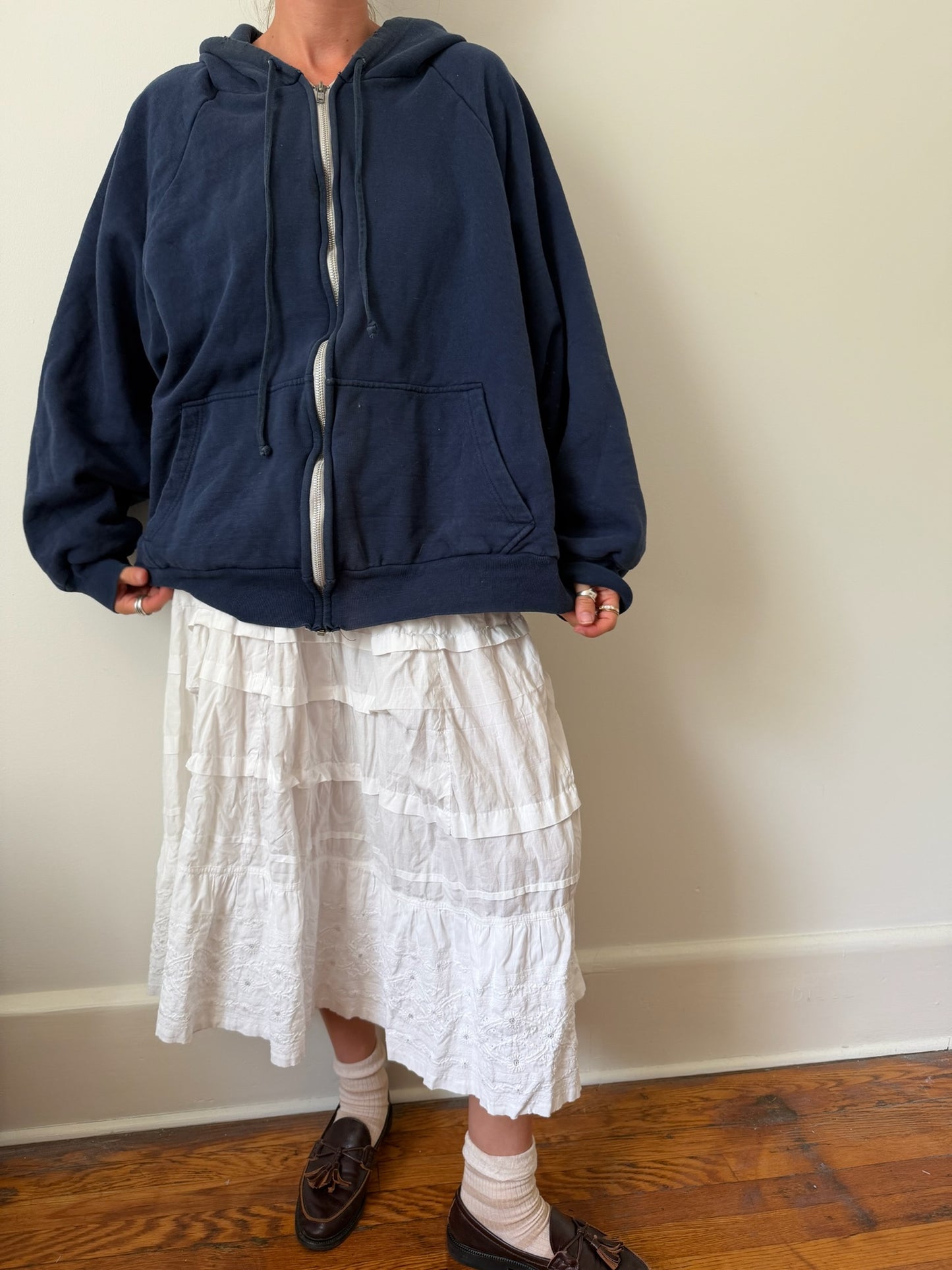 Navy Zip-Up Thermal Lined Hoodie