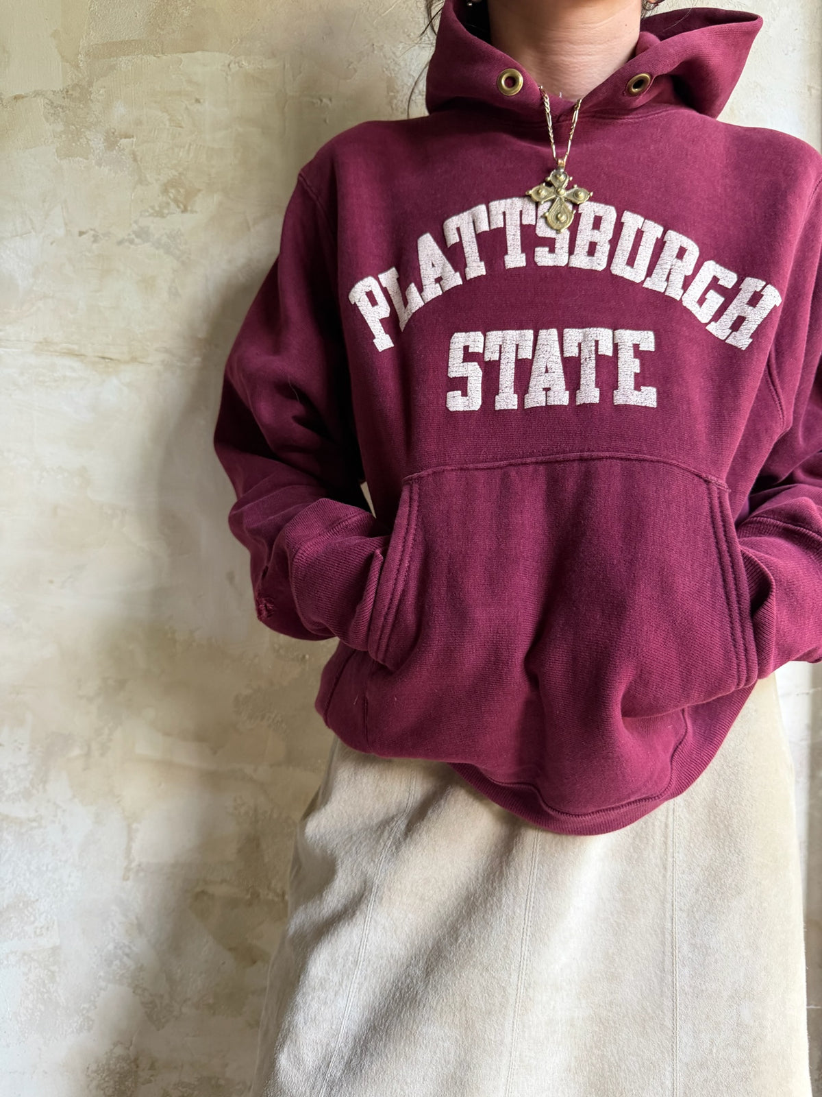 1980s Maroon Plattsburgh State Hoodie