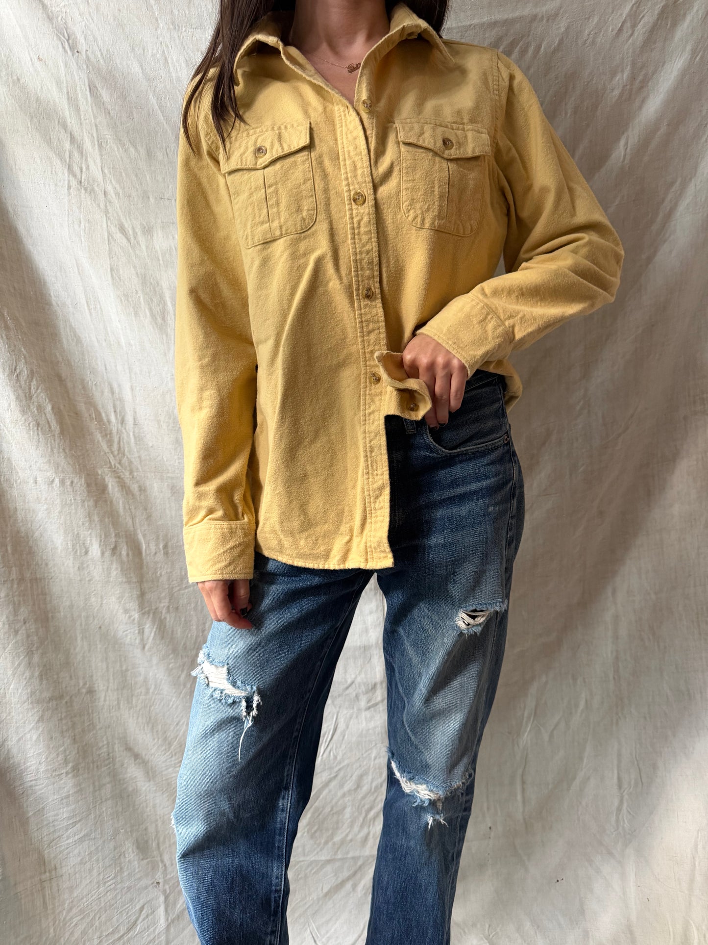 Butter Yellow Flannel Button-Up