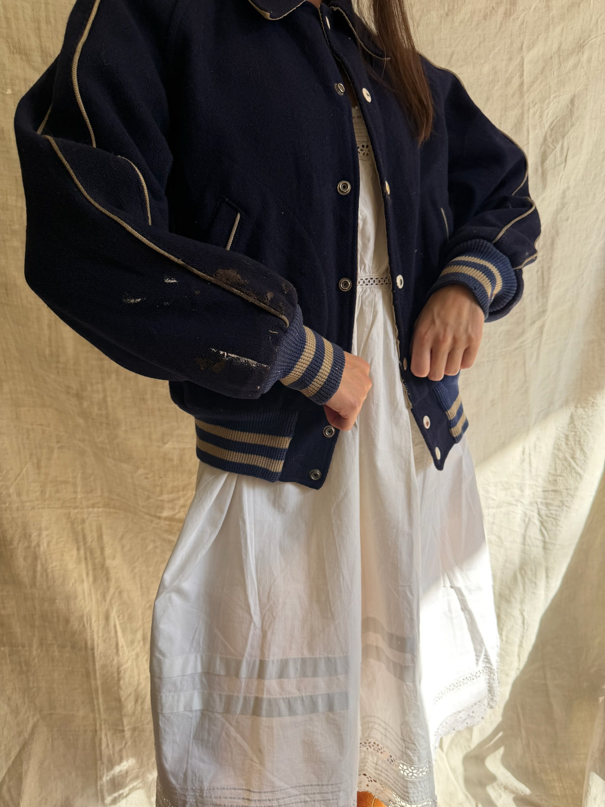 Navy Faded Blue Varsity Jacket