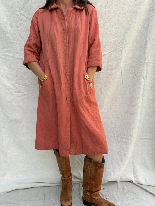 1930s Peach Quilted Duster