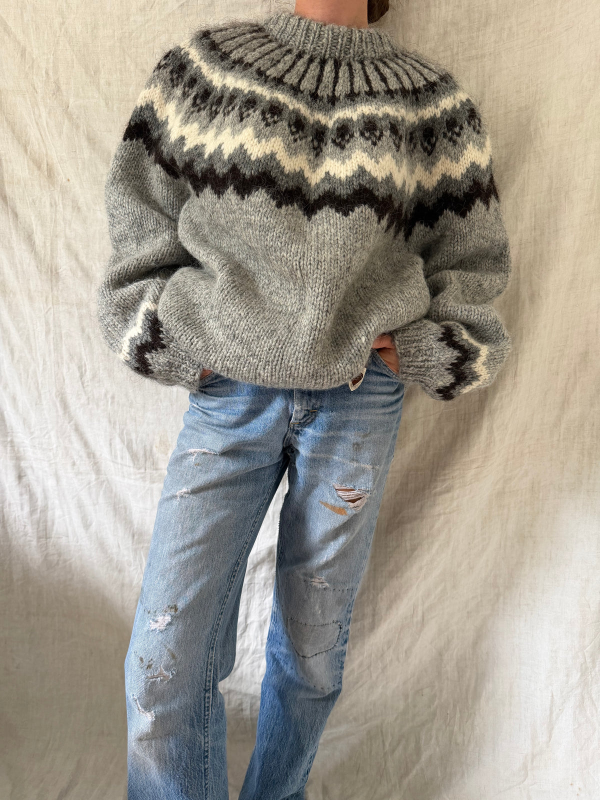 Brown and Grey Icelandic Wool Sweater