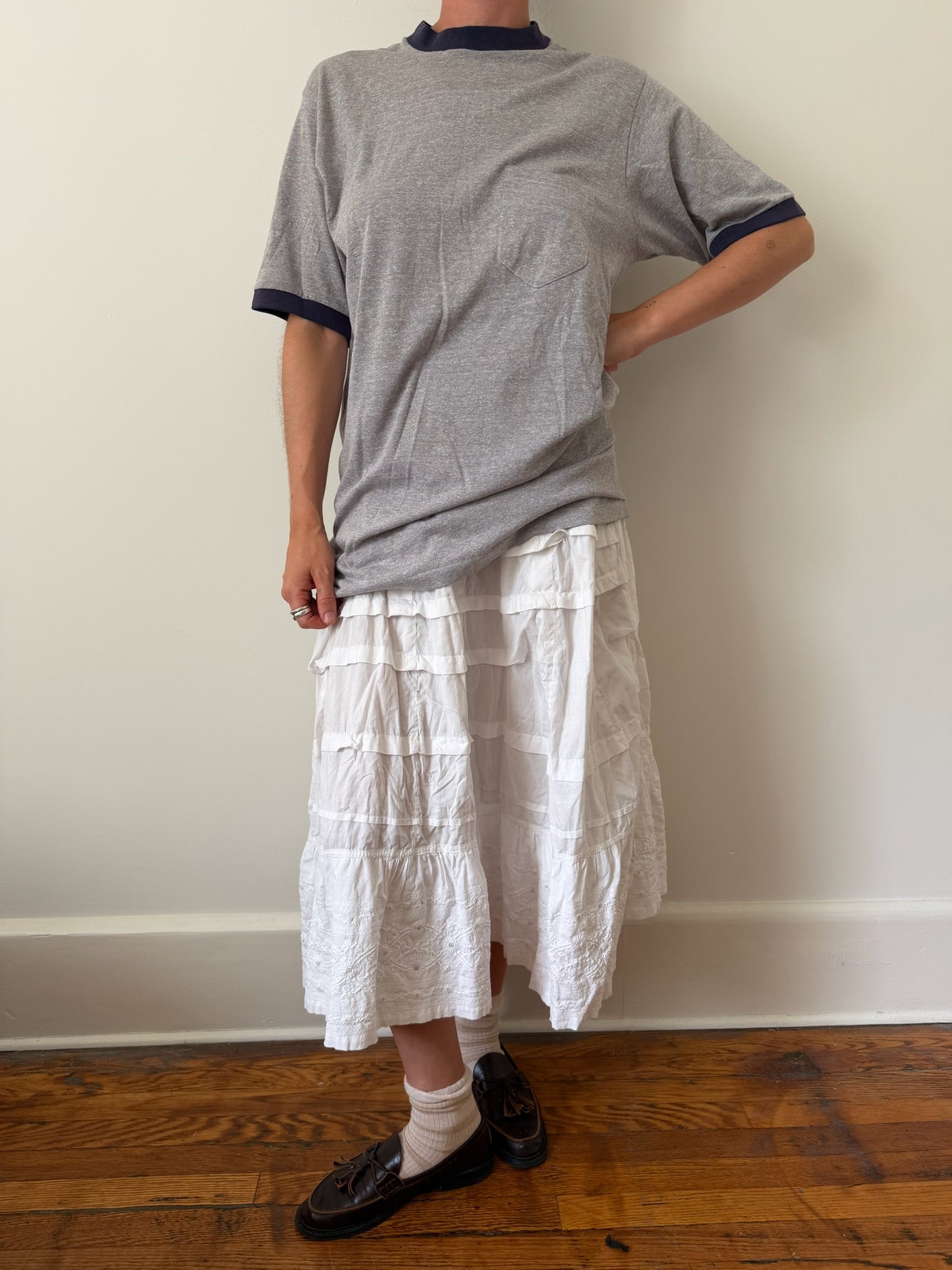 Grey Ringer Pocket Tee