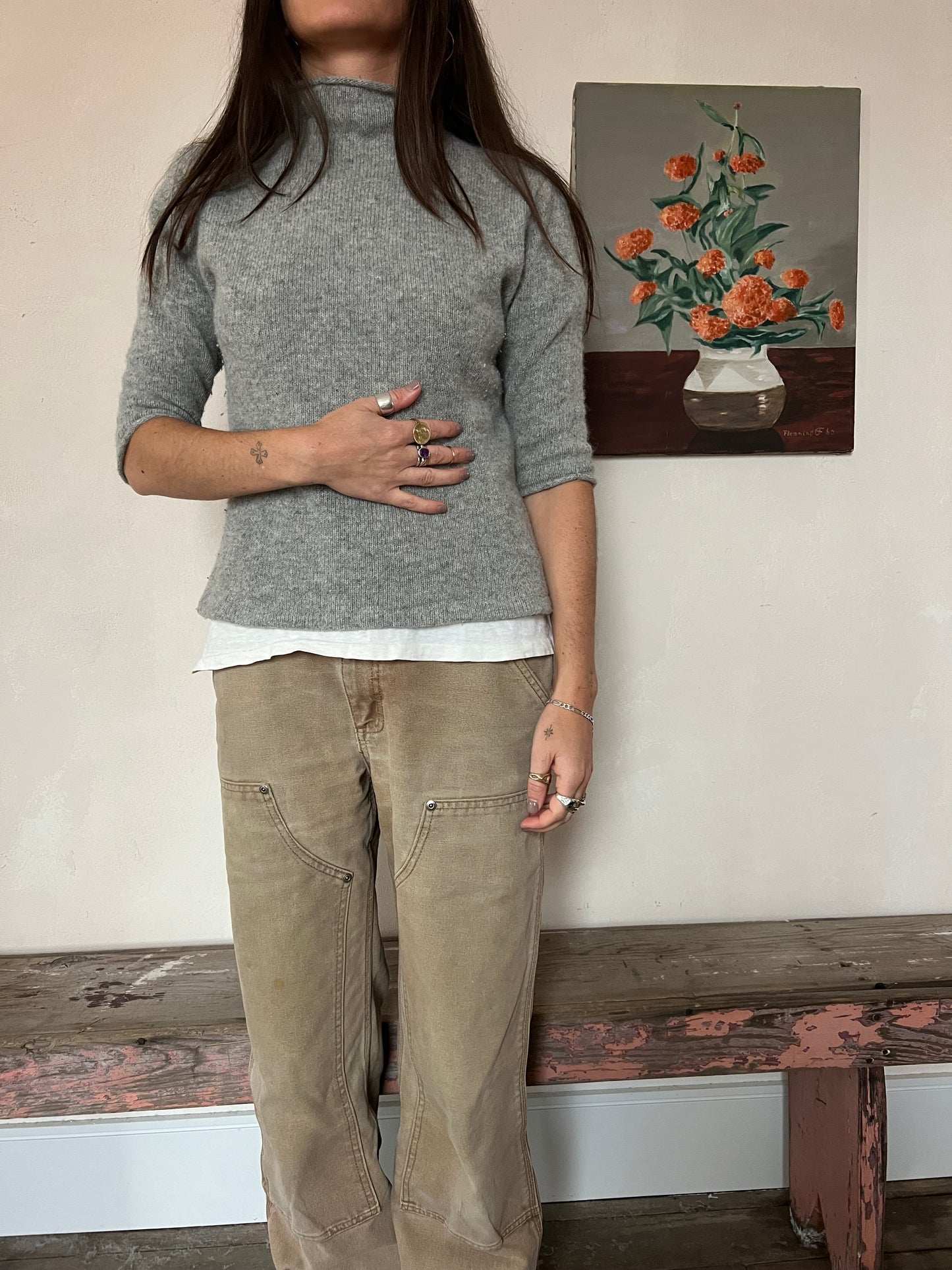 Grey Rolled Hem Cashmere