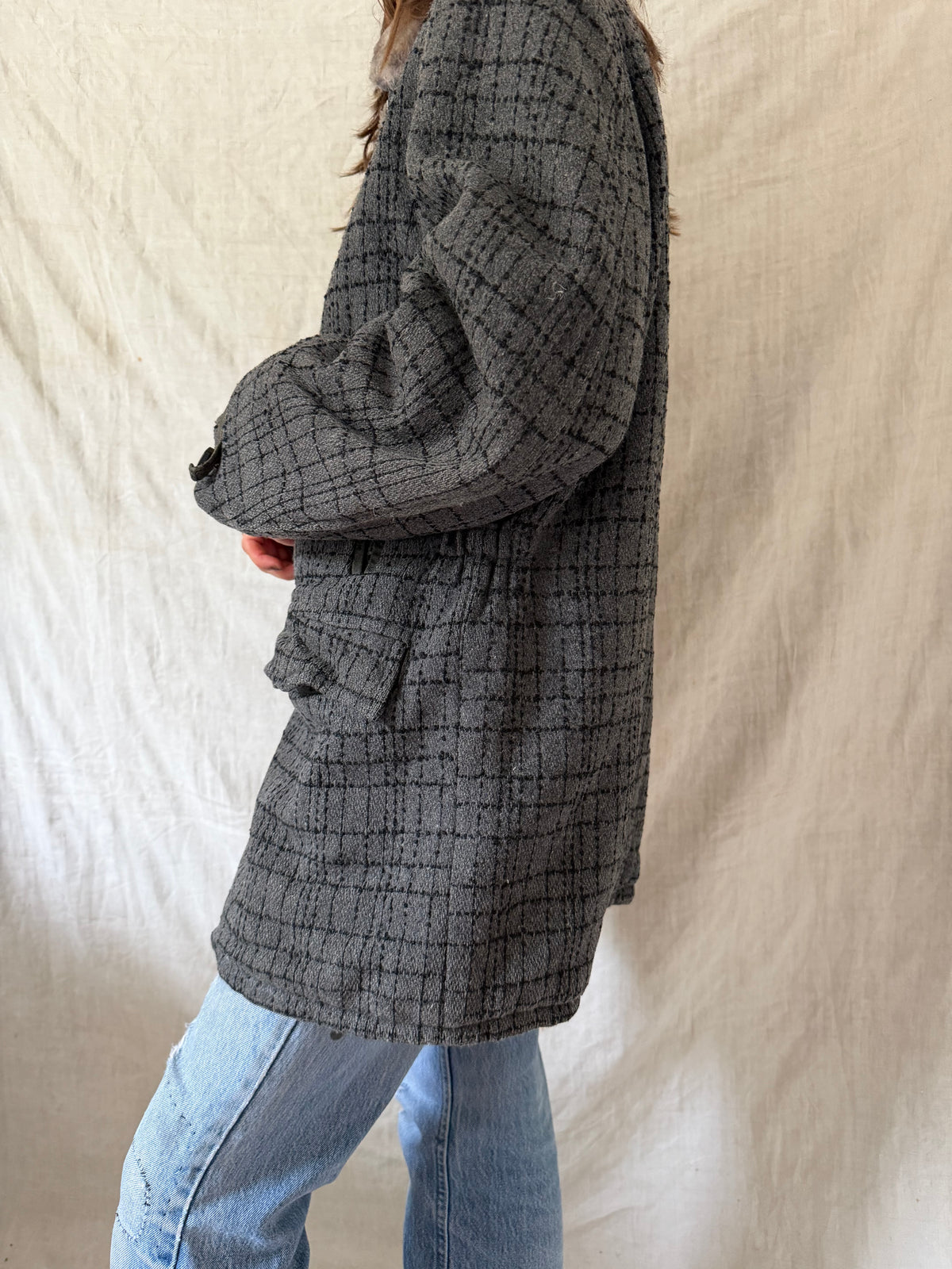 Grey Wool Zip-up Jacket