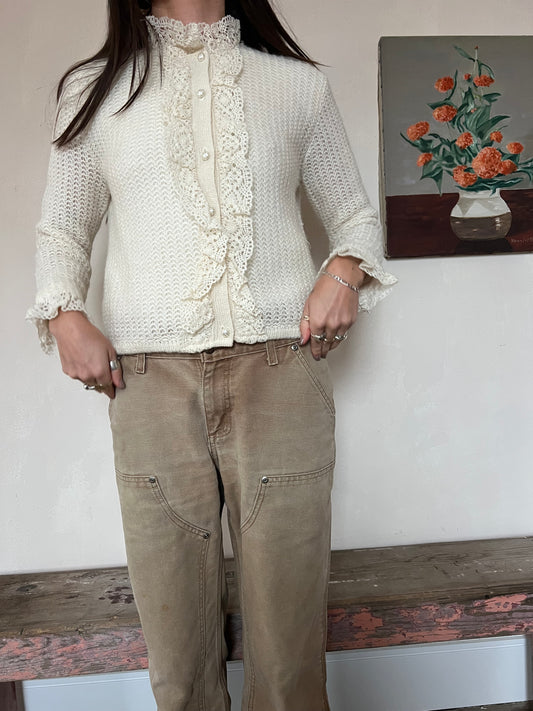 1960s Lace Trim Cardigan